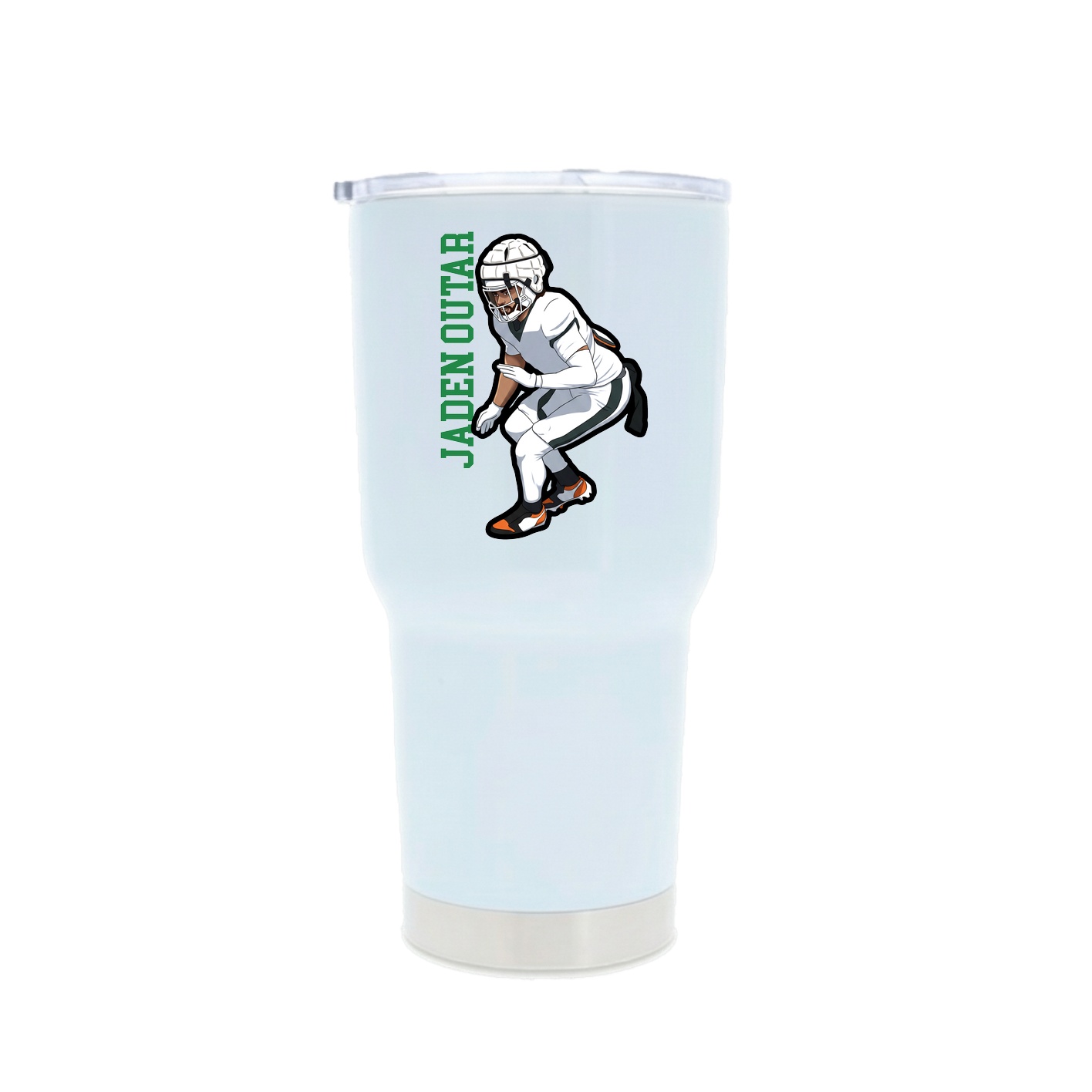30oz Stainless Steel Tumbler — Name Vertical in White