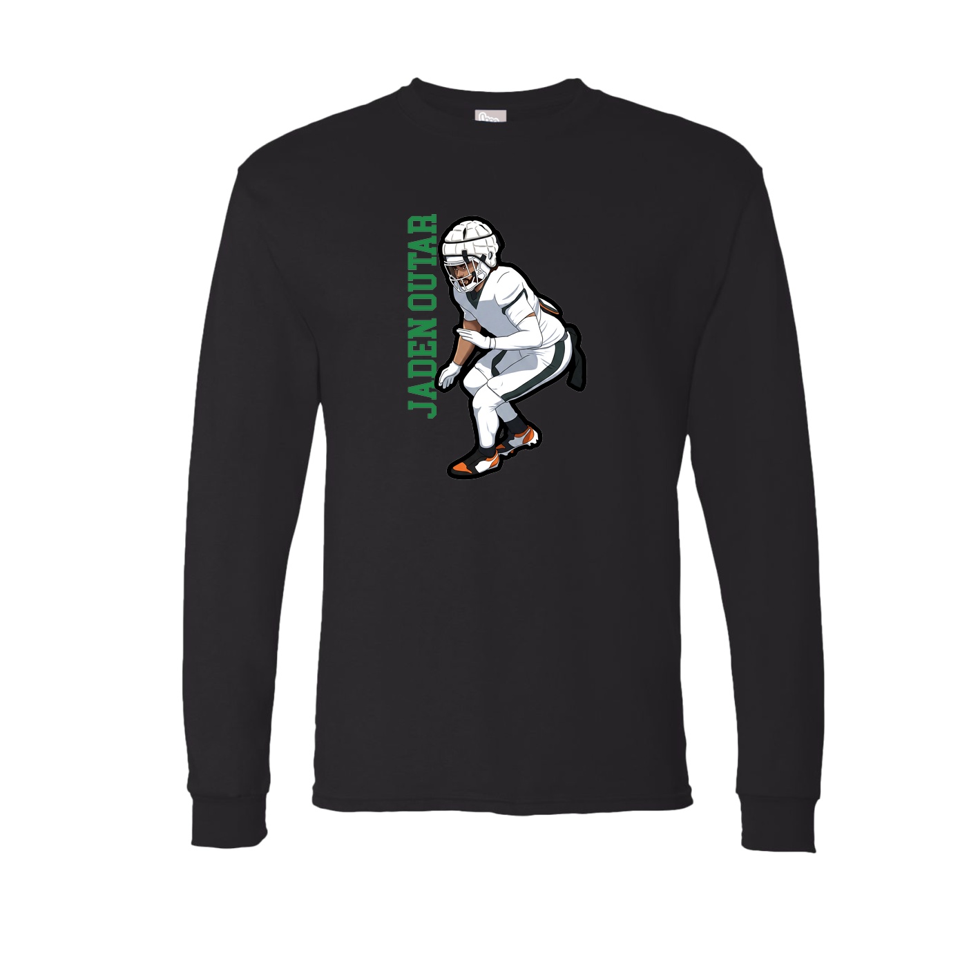 Long Sleeve Tee — Name Vertical in Black