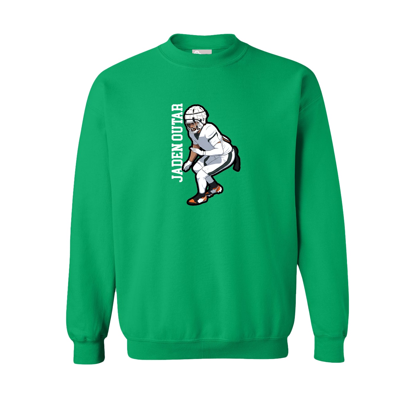 Fleece Crew — Name Vertical in Green