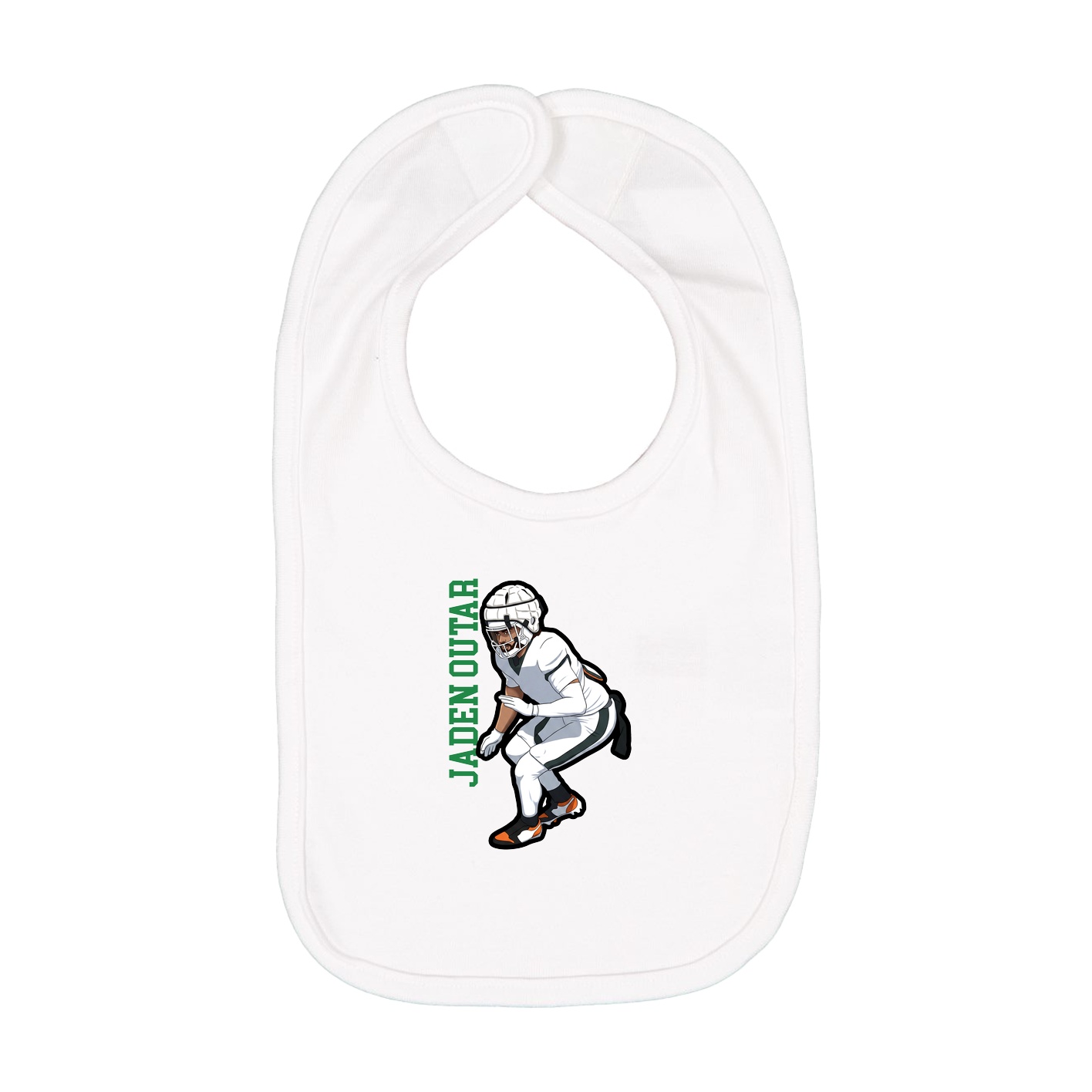 Infant Bib — Name Vertical in White