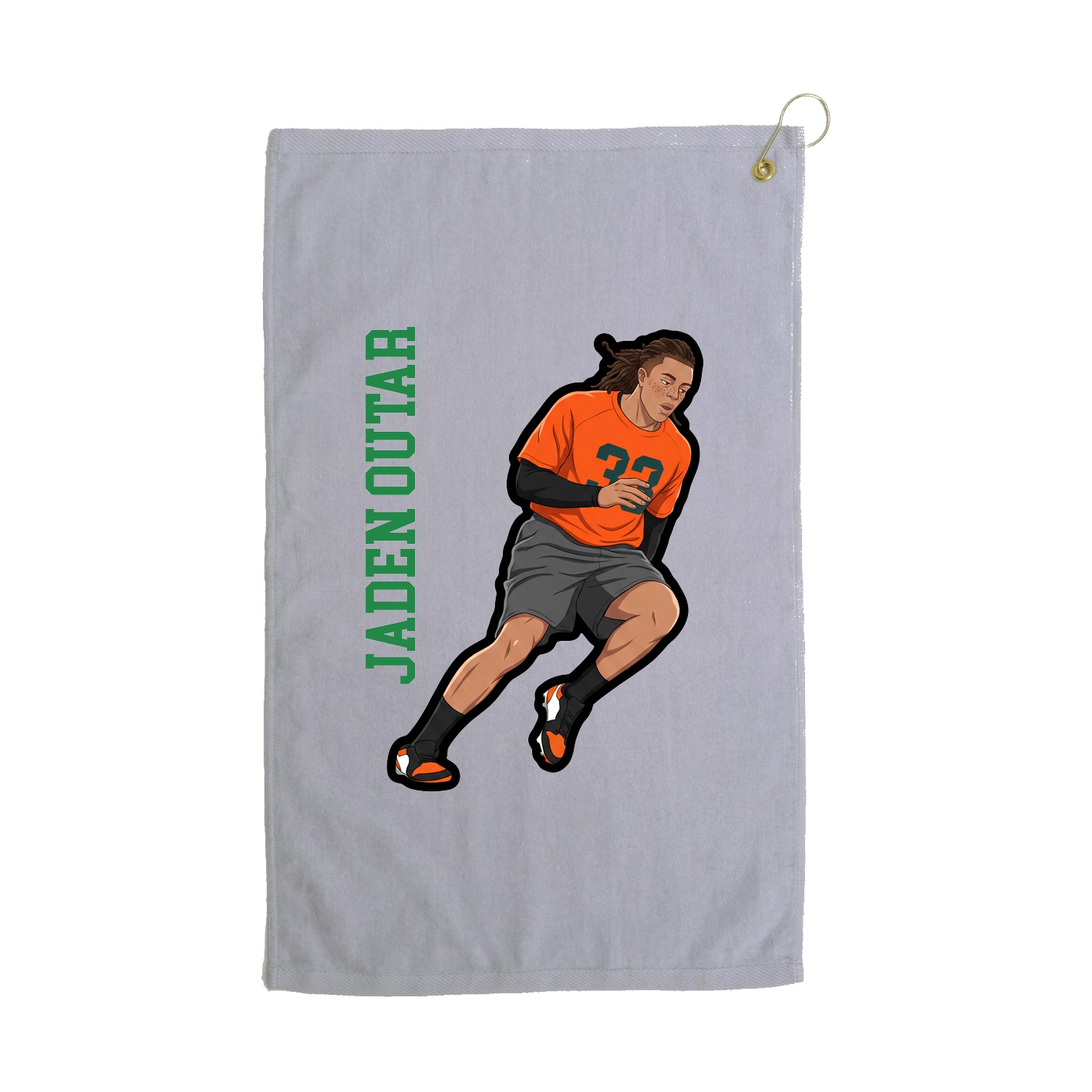 Golf Towel — Name Vertical in Grey