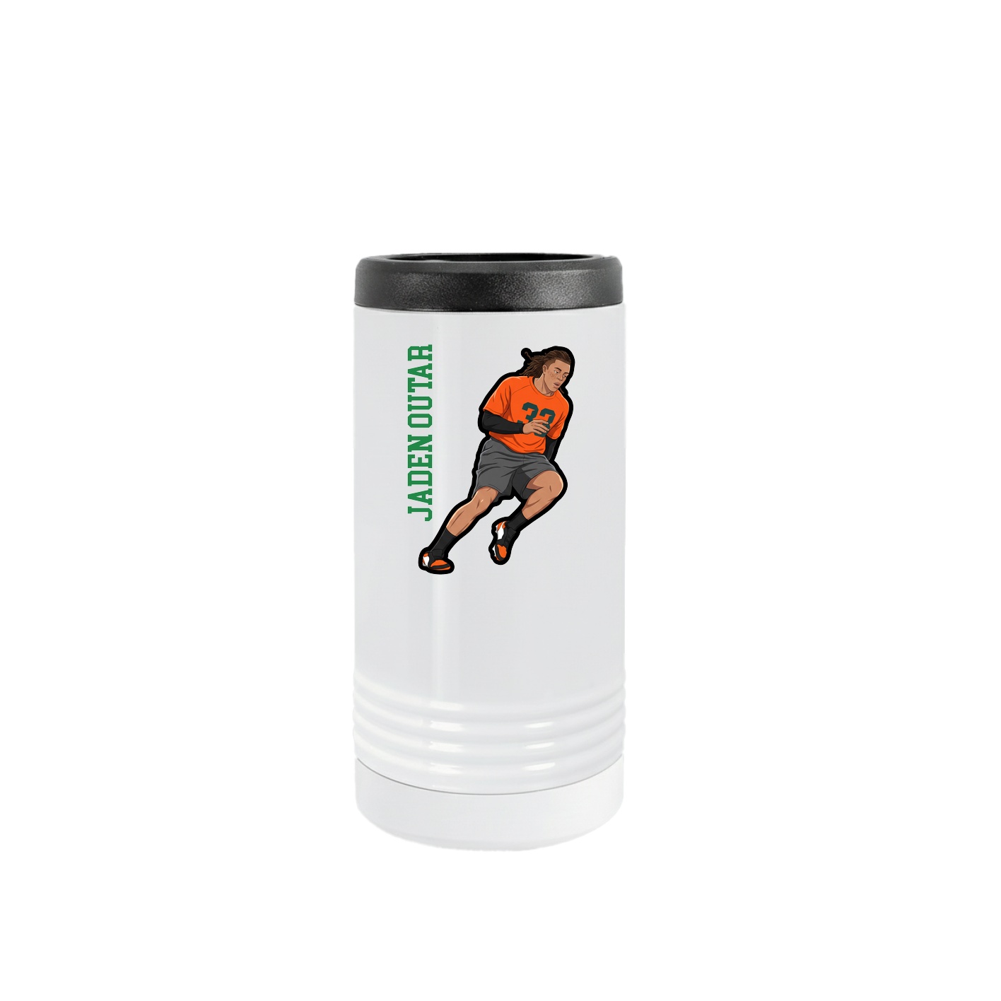Slim Beverage Holder — Name Vertical in White