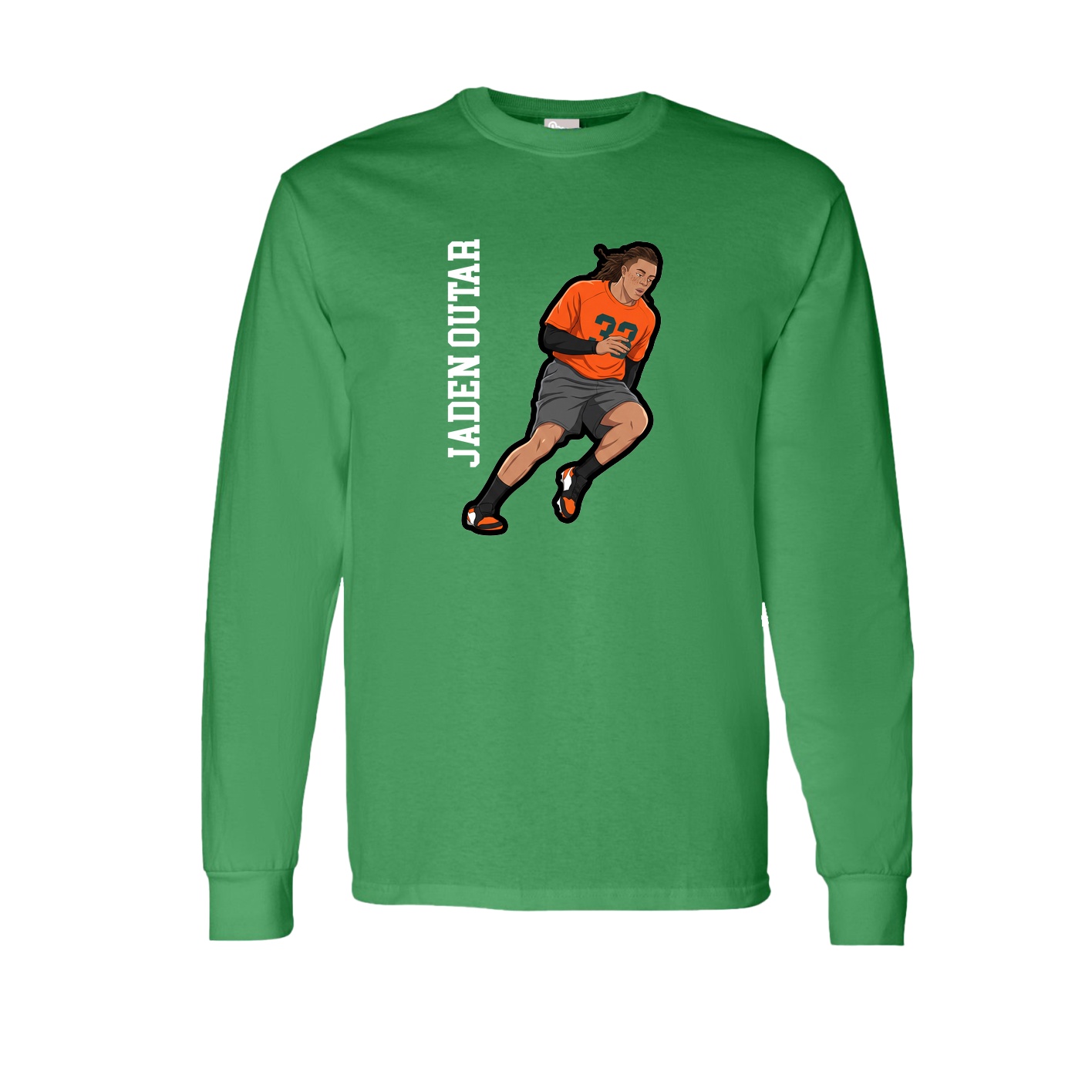 Long Sleeve Tee — Name Vertical in Green