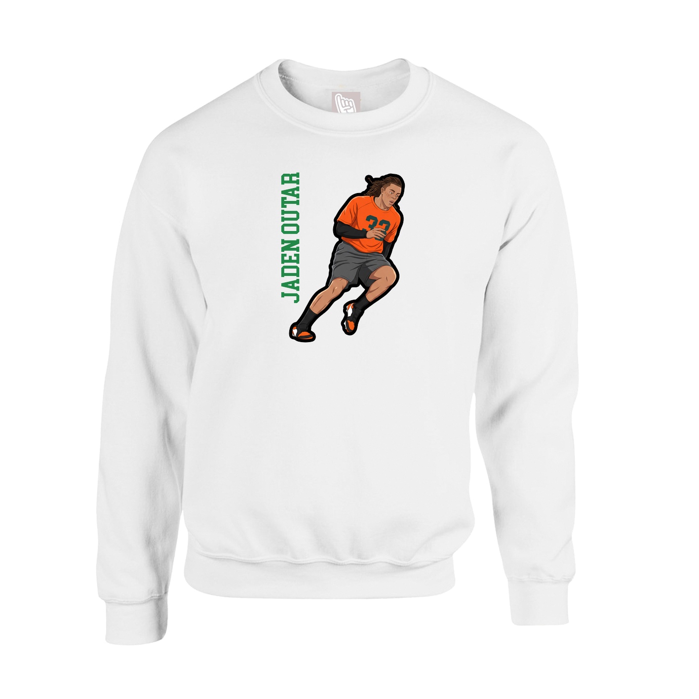 Fleece Crew — Name Vertical in White