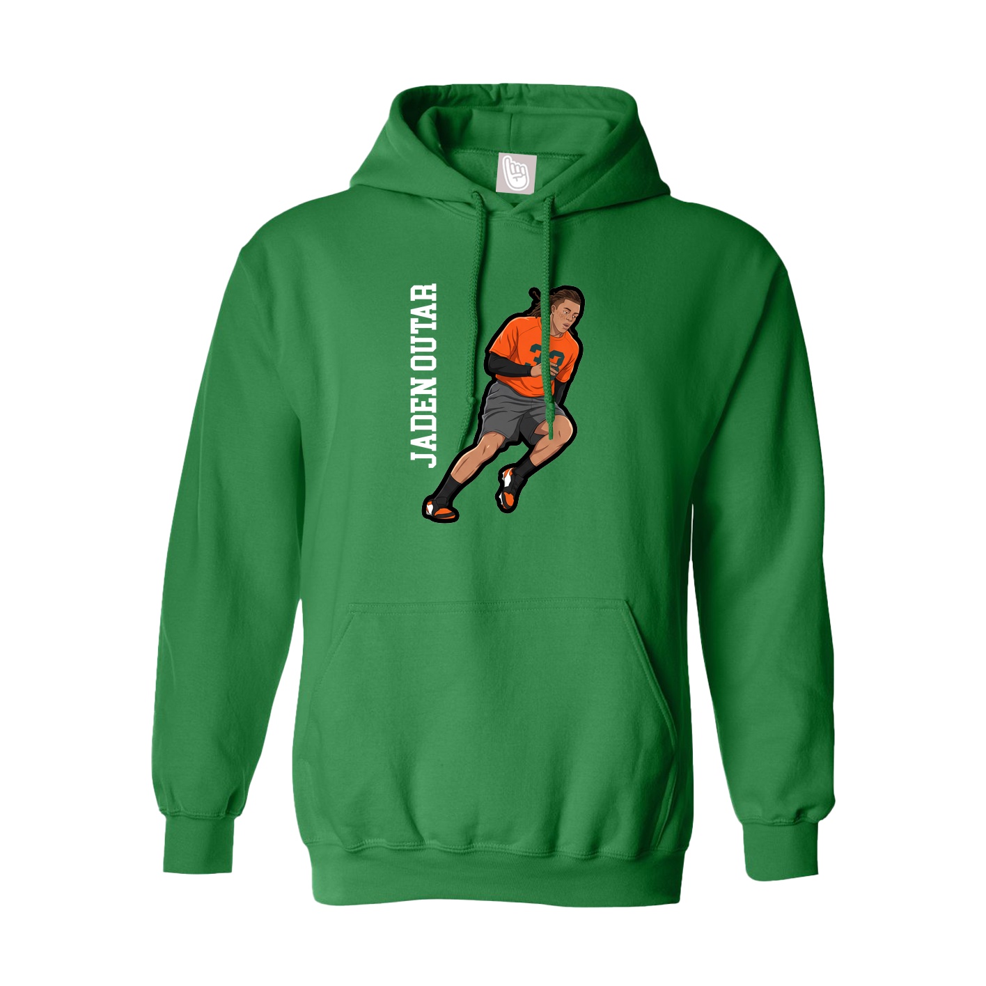 Youth Hoodie — Name Vertical in Green