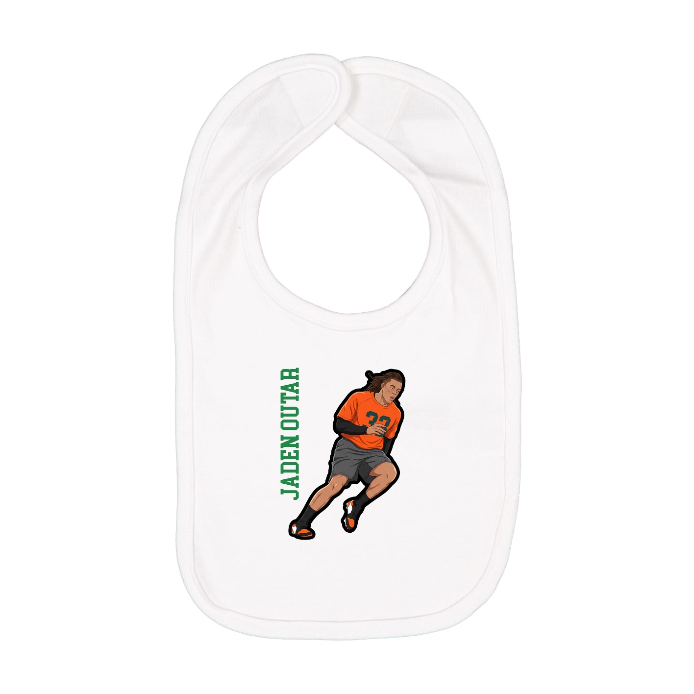Infant Bib — Name Vertical in White