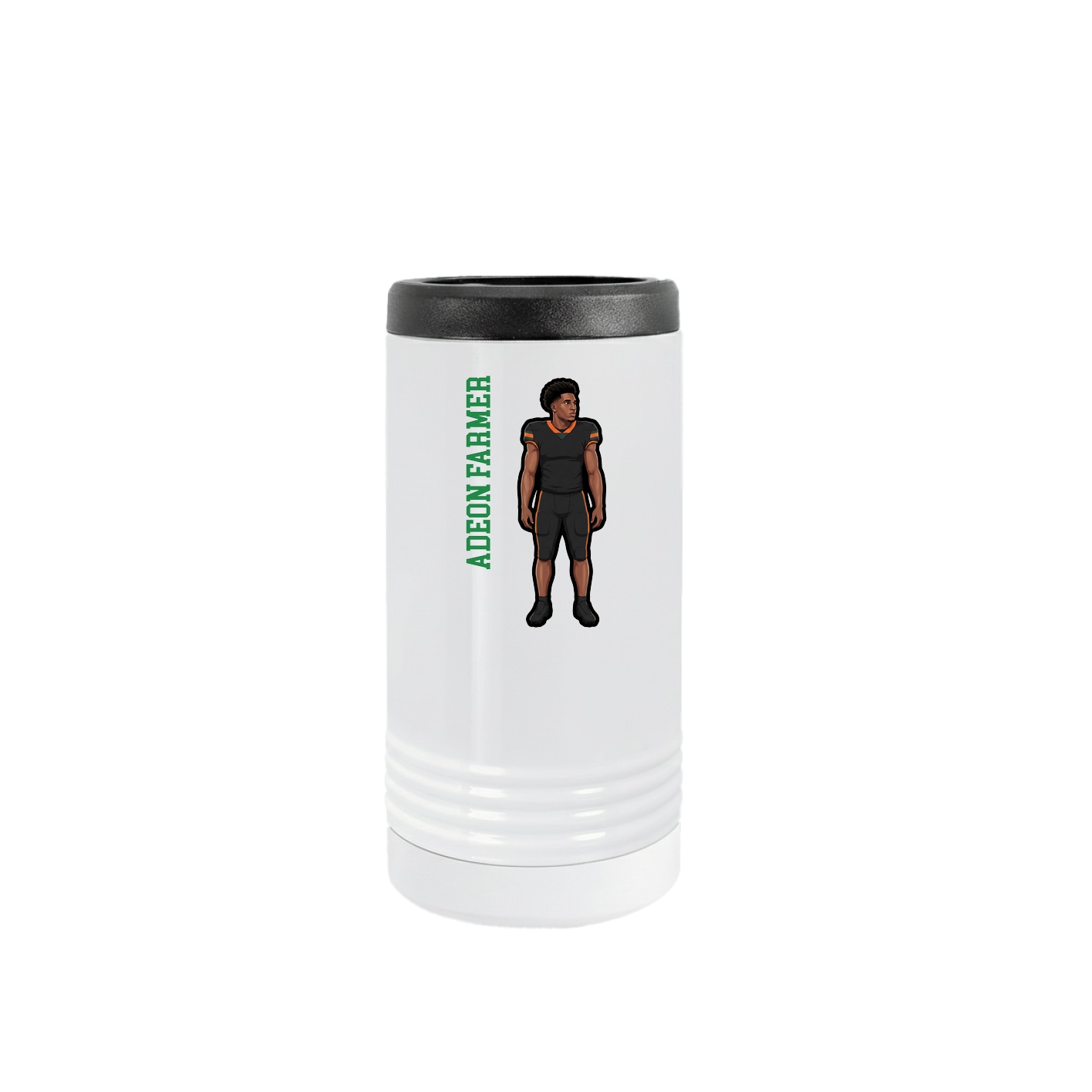 Slim Beverage Holder — Name Vertical in White