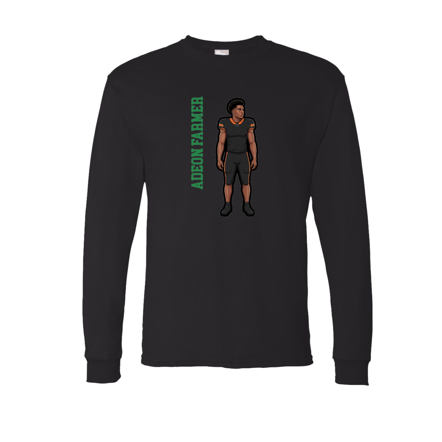 Long Sleeve Tee — Name Vertical in Black