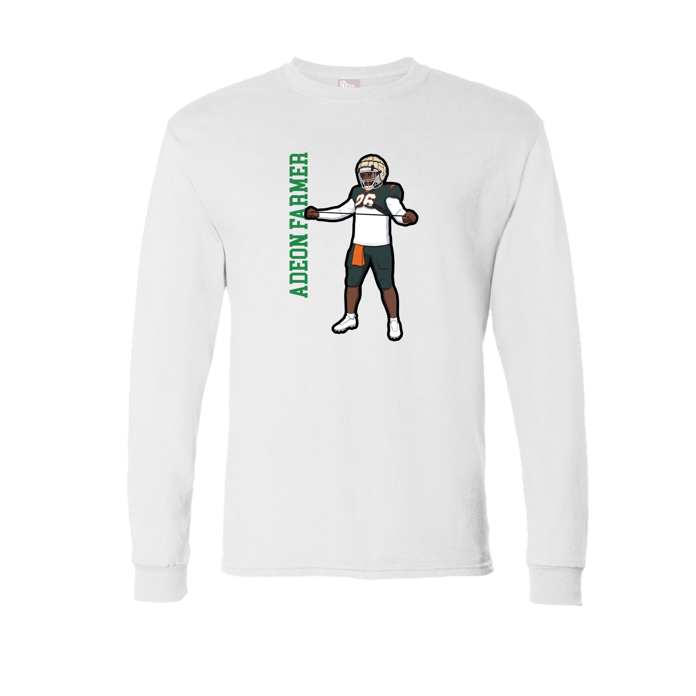 Long Sleeve Tee — Name Vertical in White