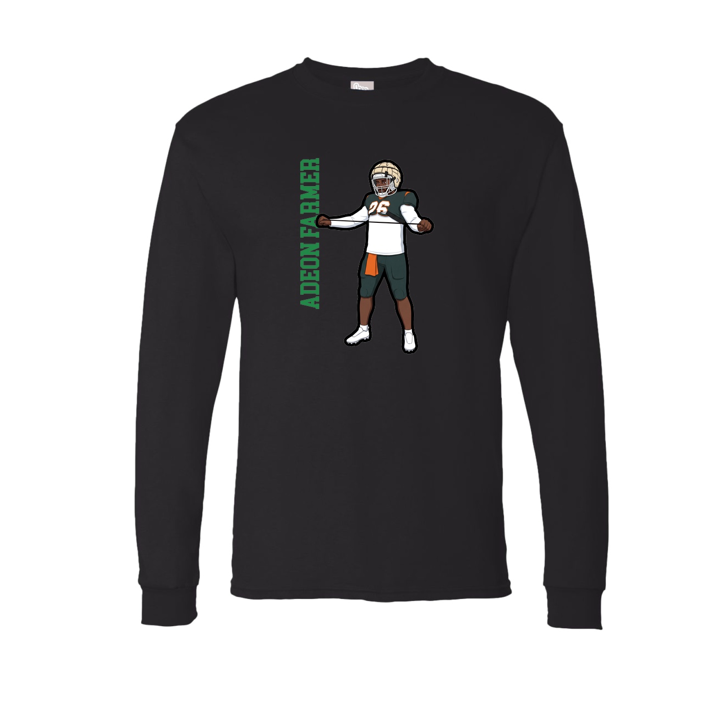 Long Sleeve Tee — Name Vertical in Black