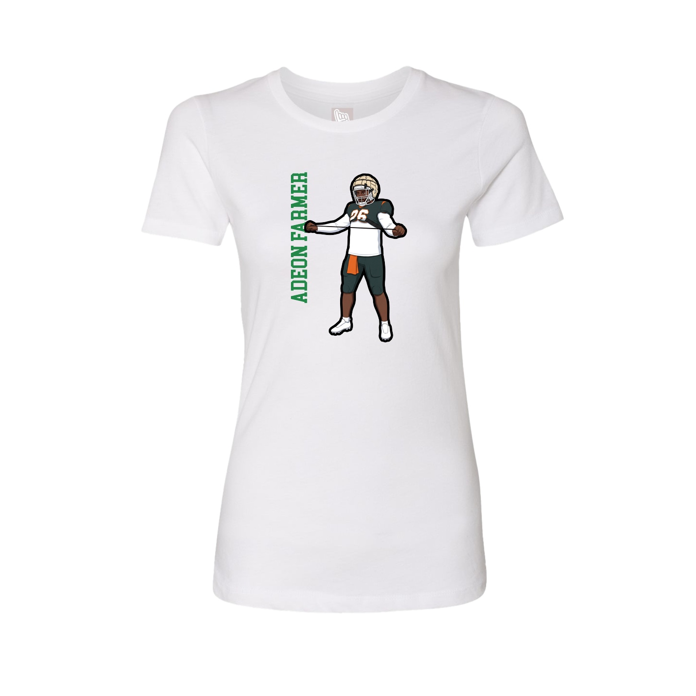 Womens Tee — Name Vertical in White