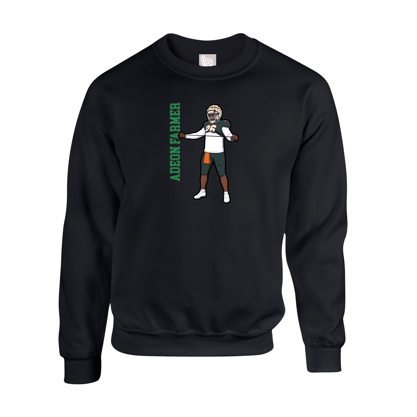Fleece Crew — Name Vertical in Black