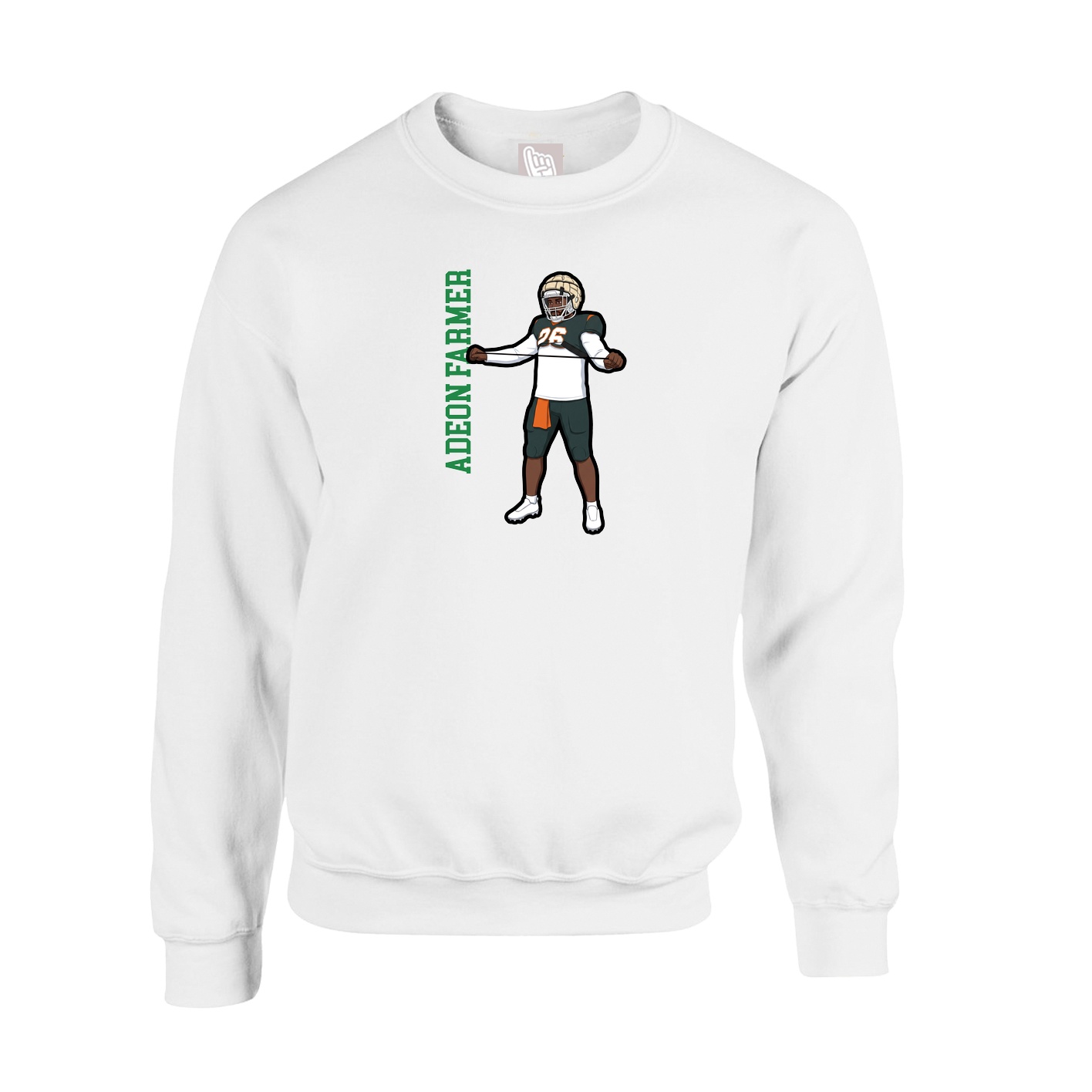 Fleece Crew — Name Vertical in White