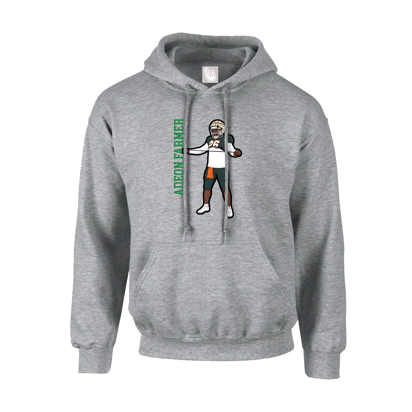 Youth Hoodie — Name Vertical in Grey