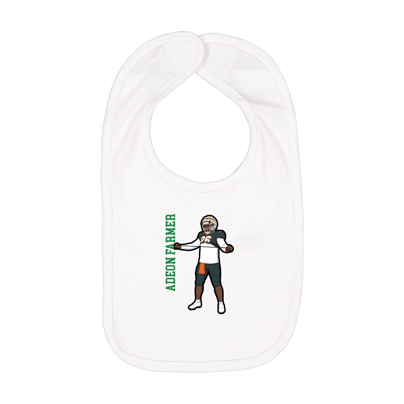 Infant Bib — Name Vertical in White