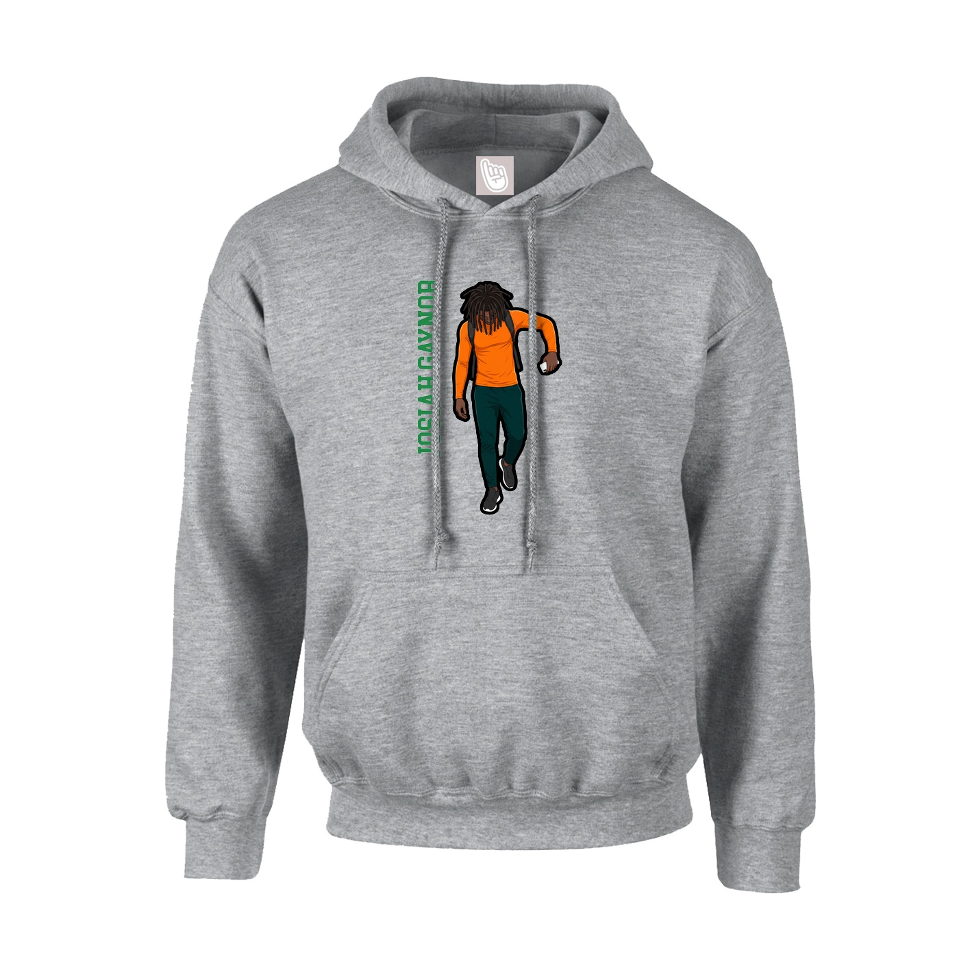 Youth Hoodie — Name Vertical in Grey