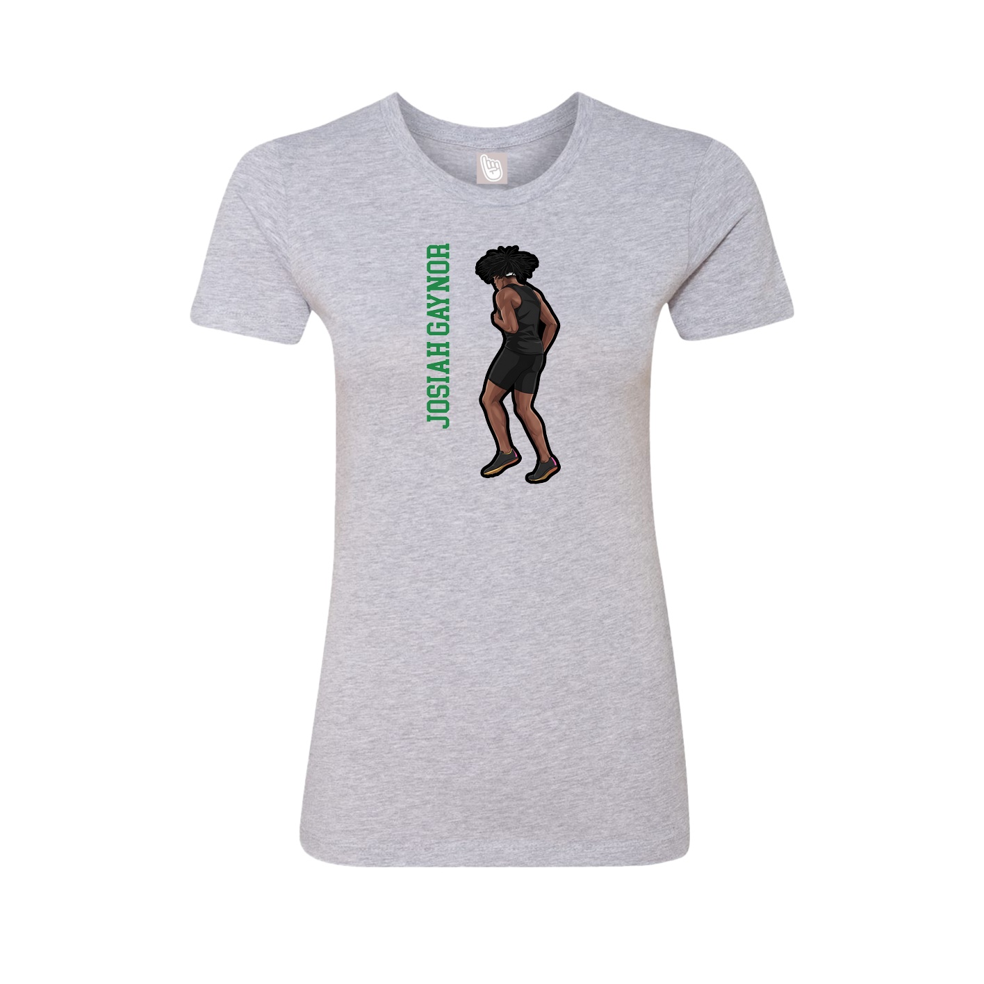 Fitted Women's Tee — Name Vertical in Grey