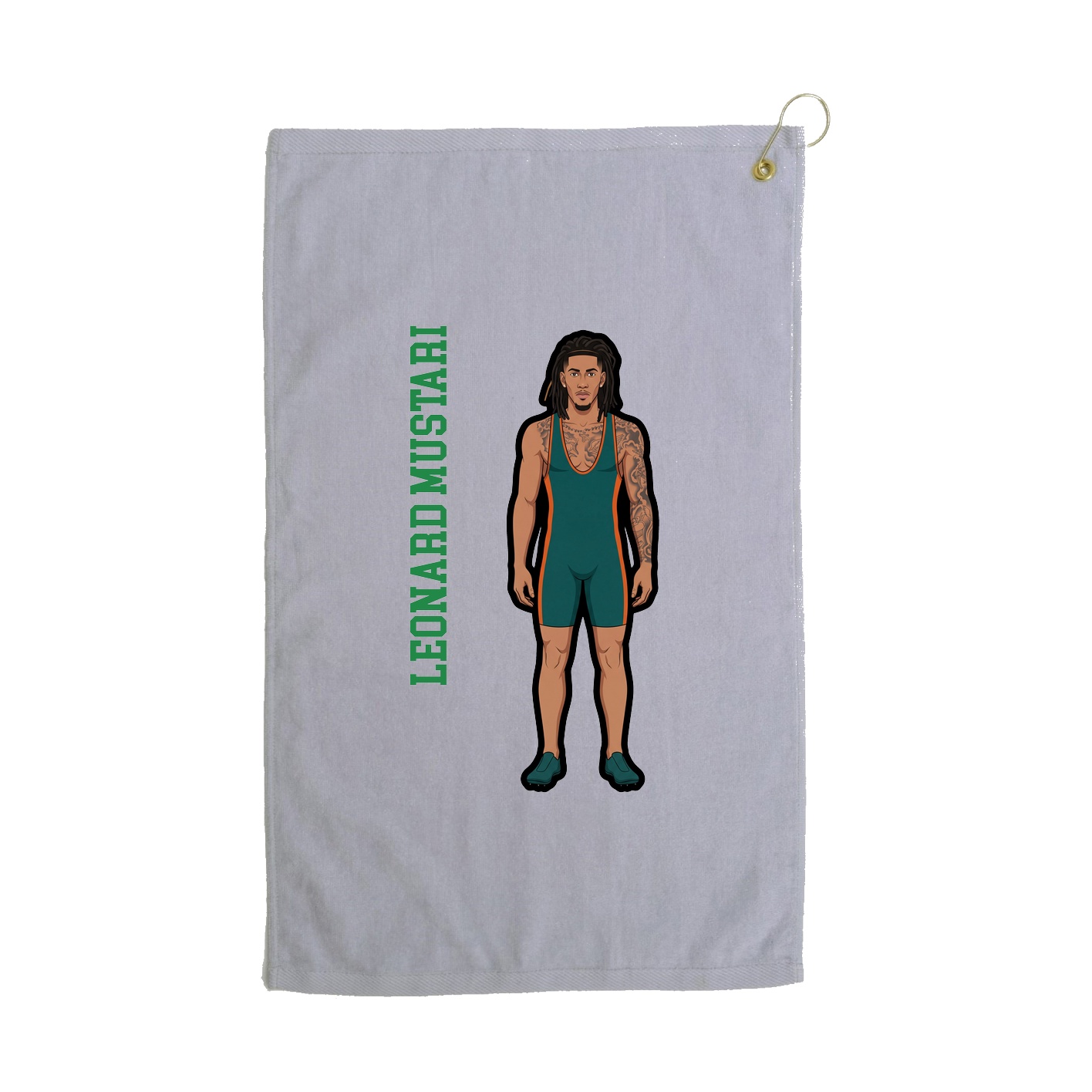 Golf Towel — Name Vertical in Grey