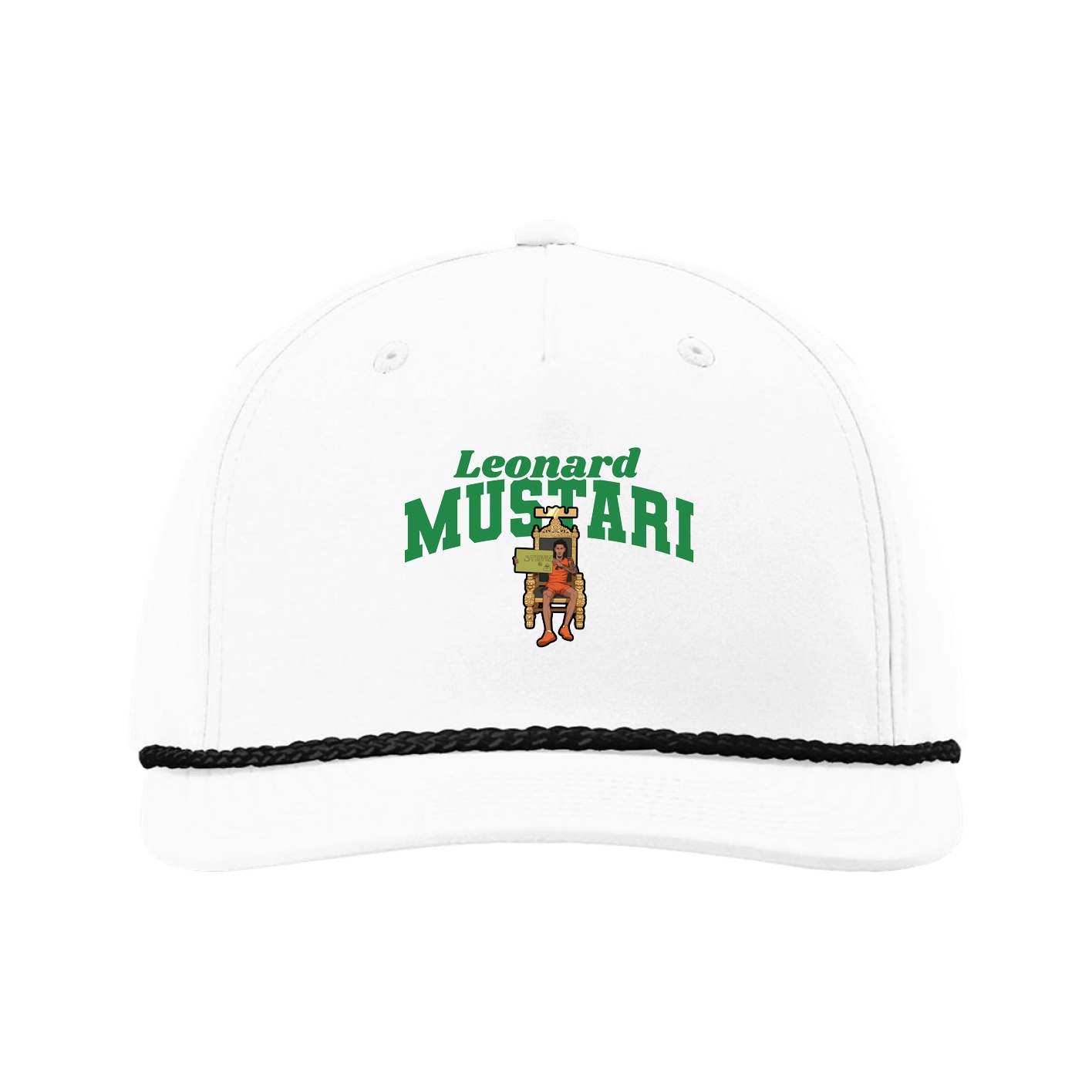 Five-Panel Classic Rope Cap — Signature Arch in White