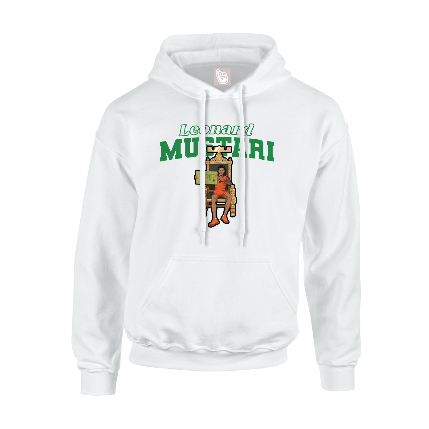 Youth Hoodie — Name Arch in White