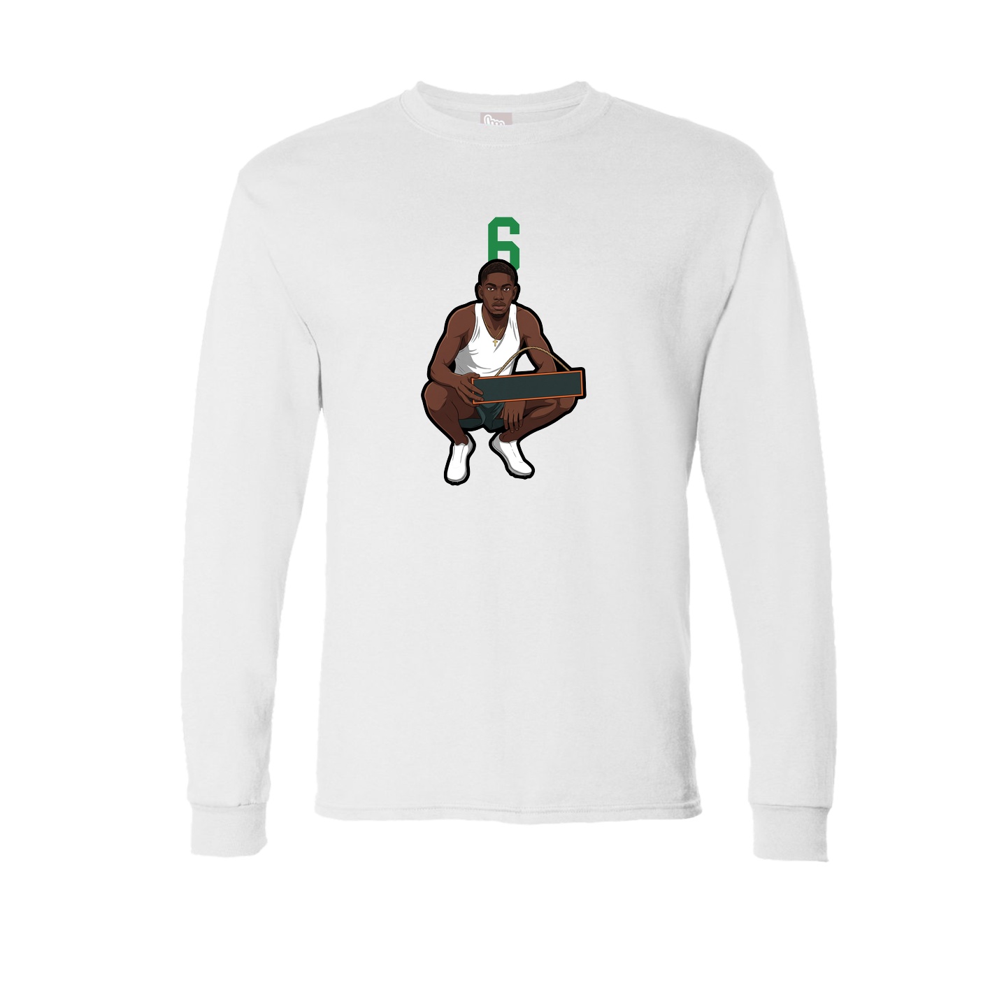 Long Sleeve Tee — Number Top in White