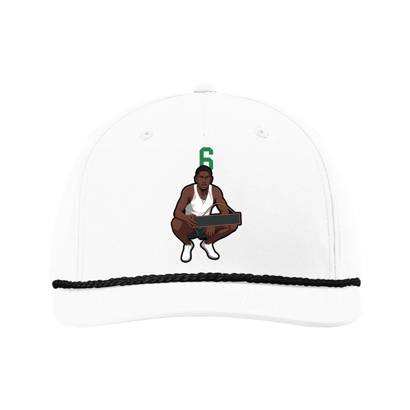 Five-Panel Classic Rope Cap — Number Top in White