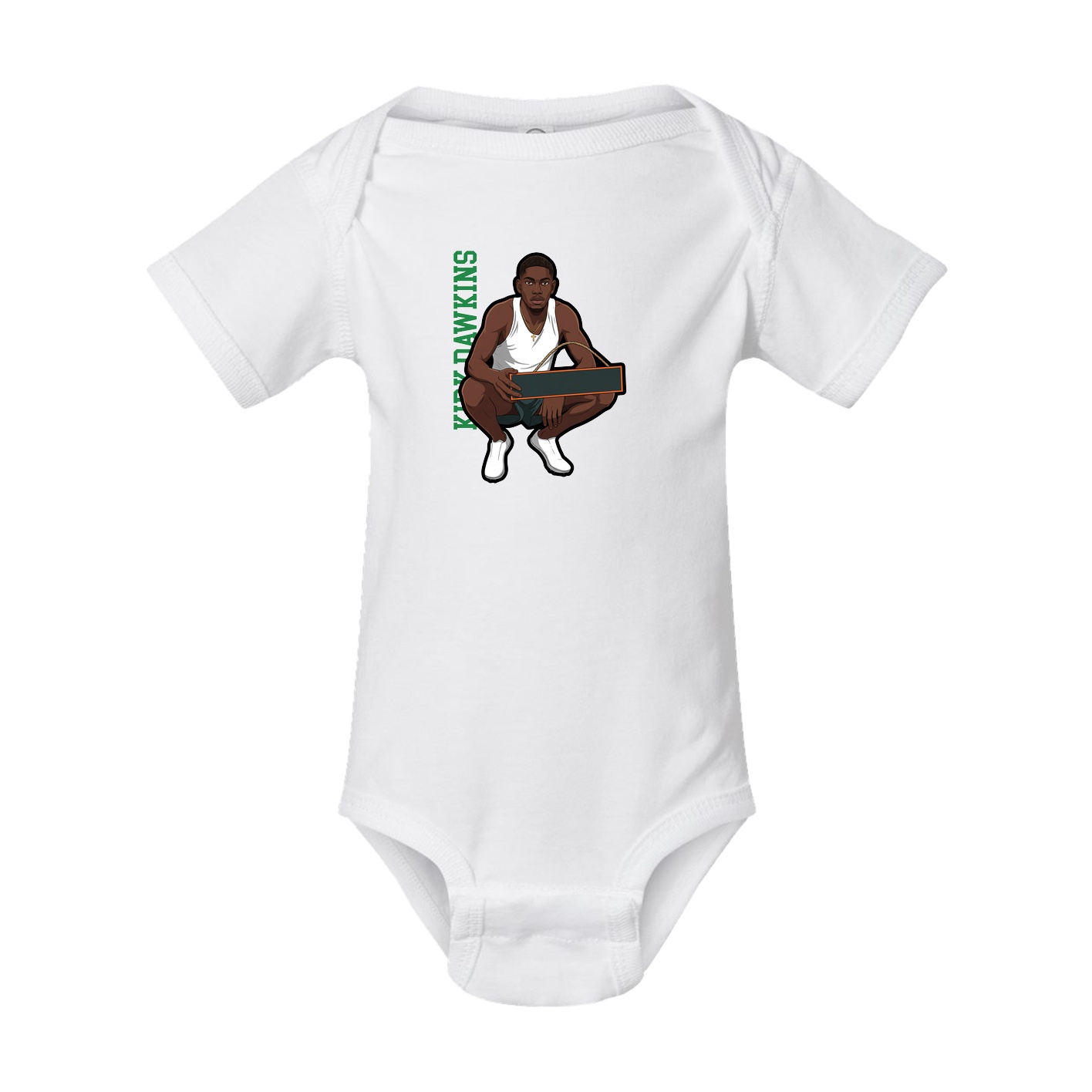 Baby Onesie — Name Vertical in White