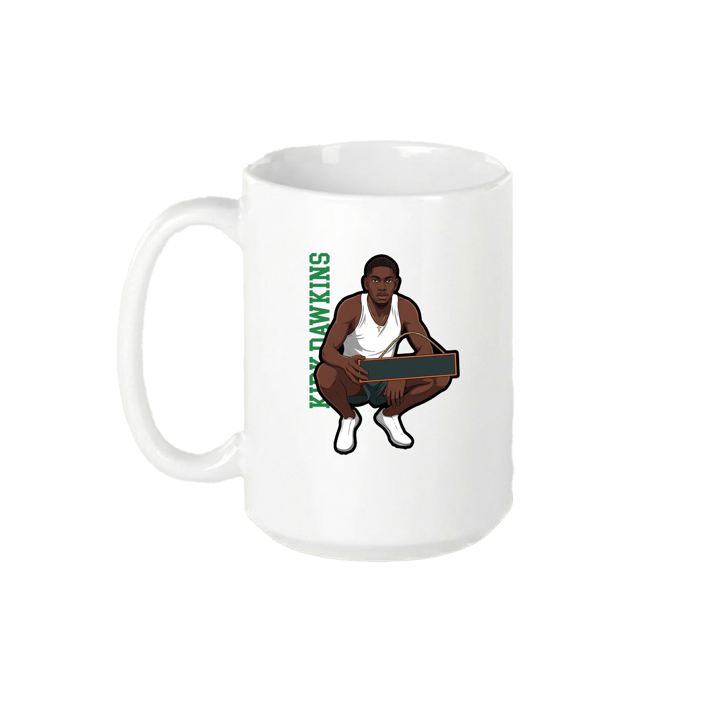 15oz Coffee Mug — Name Vertical in White
