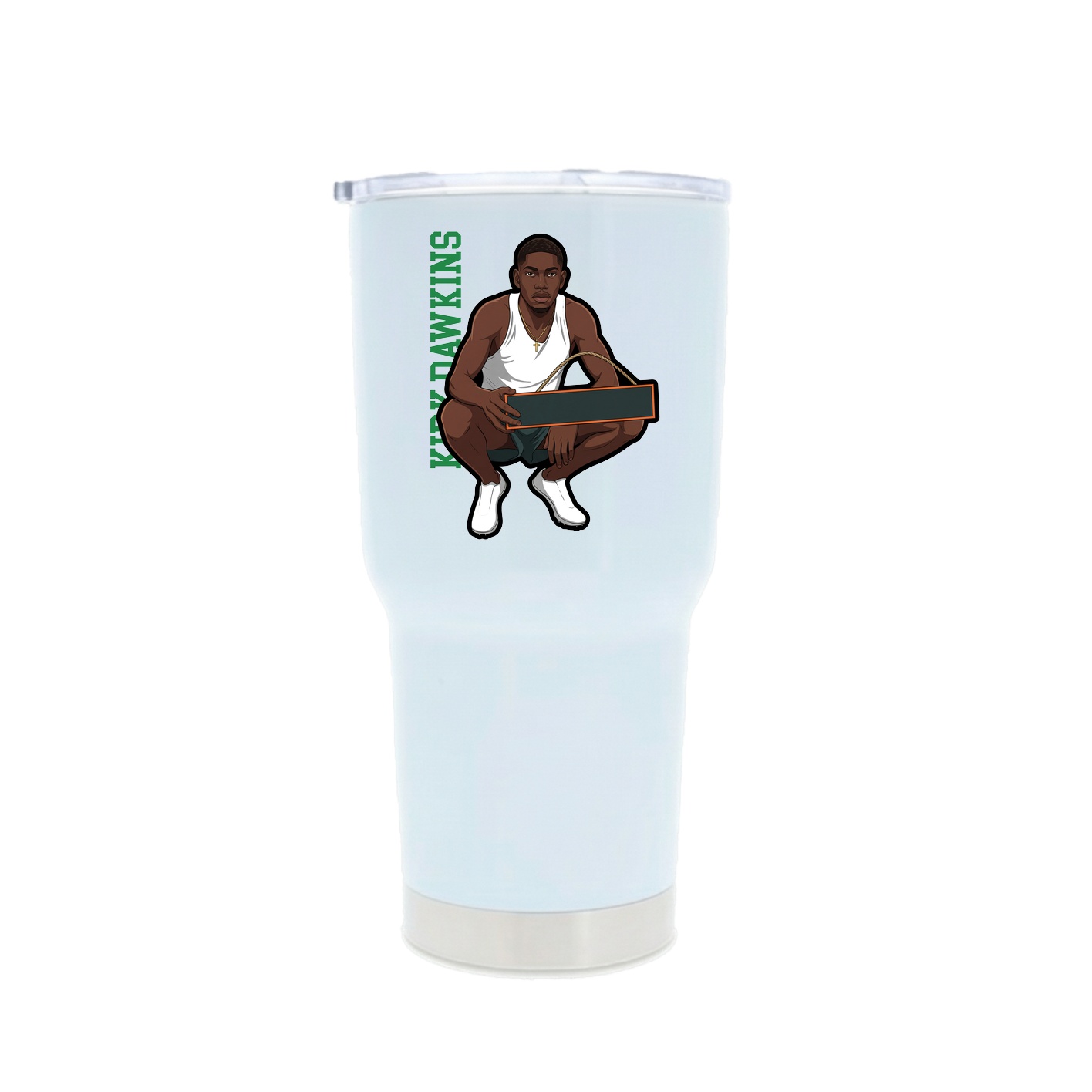 30oz Stainless Steel Tumbler — Name Vertical in White