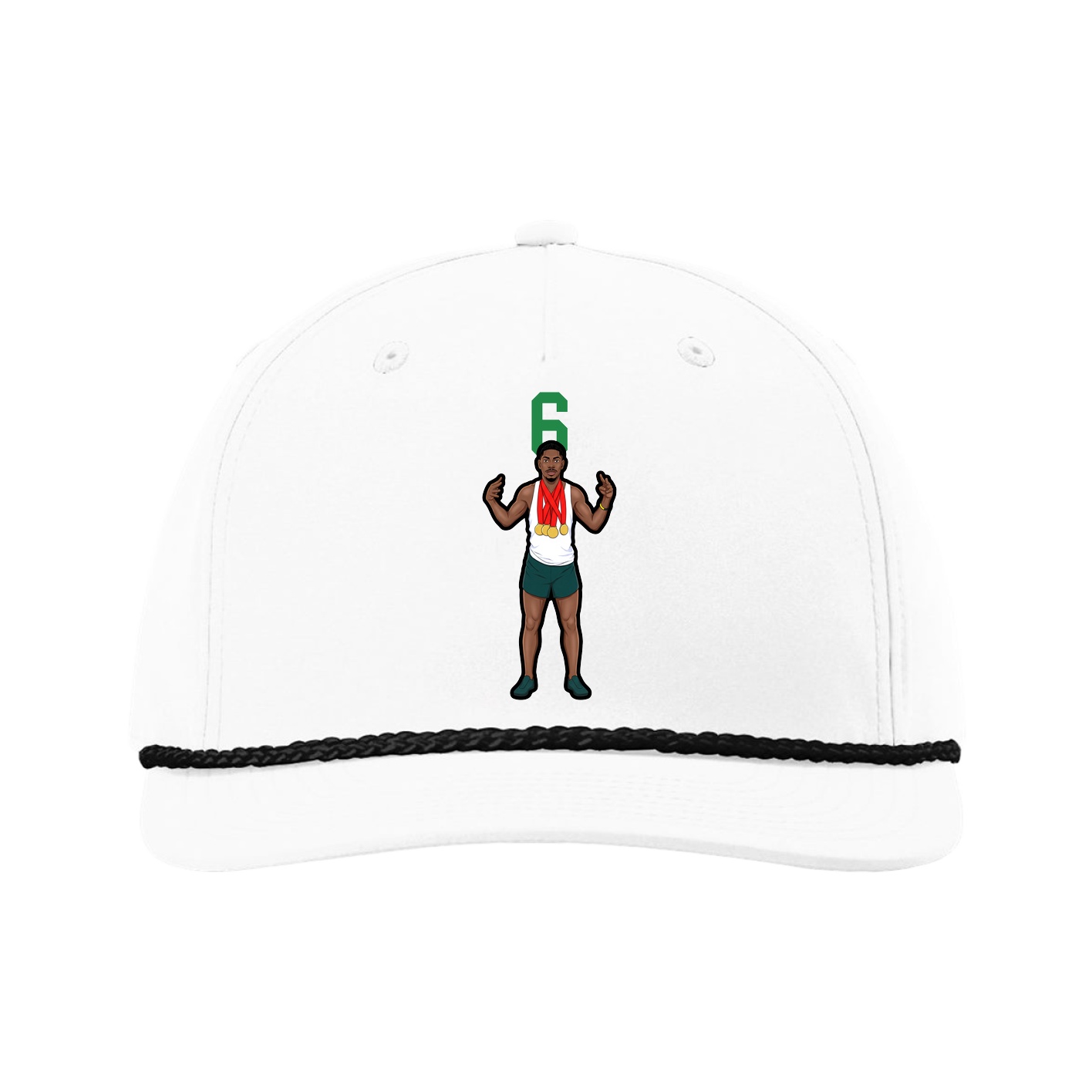 Five-Panel Classic Rope Cap — Number Top in White
