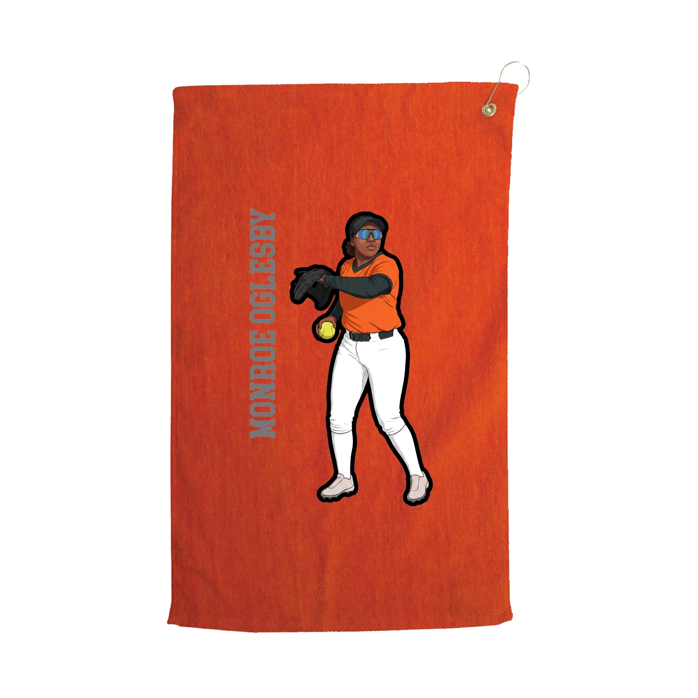 Golf Towel — Name Vertical in Orange