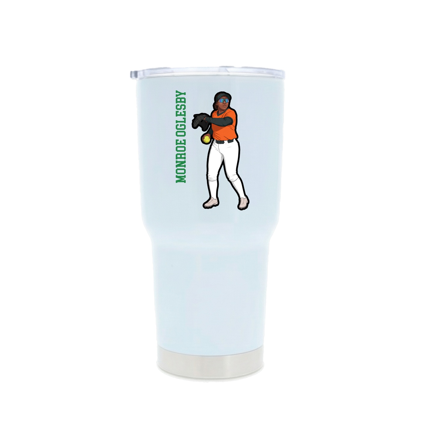 30oz Stainless Steel Tumbler — Name Vertical in White