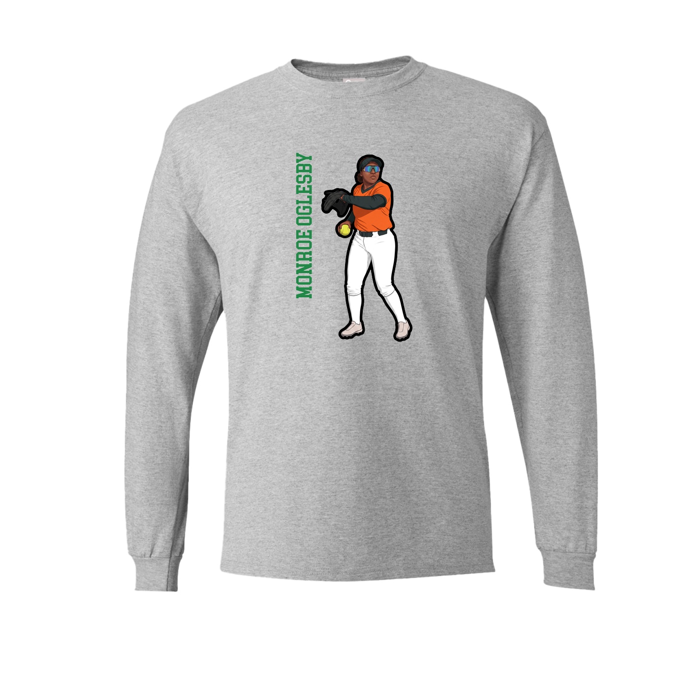 Long Sleeve Tee — Name Vertical in Grey