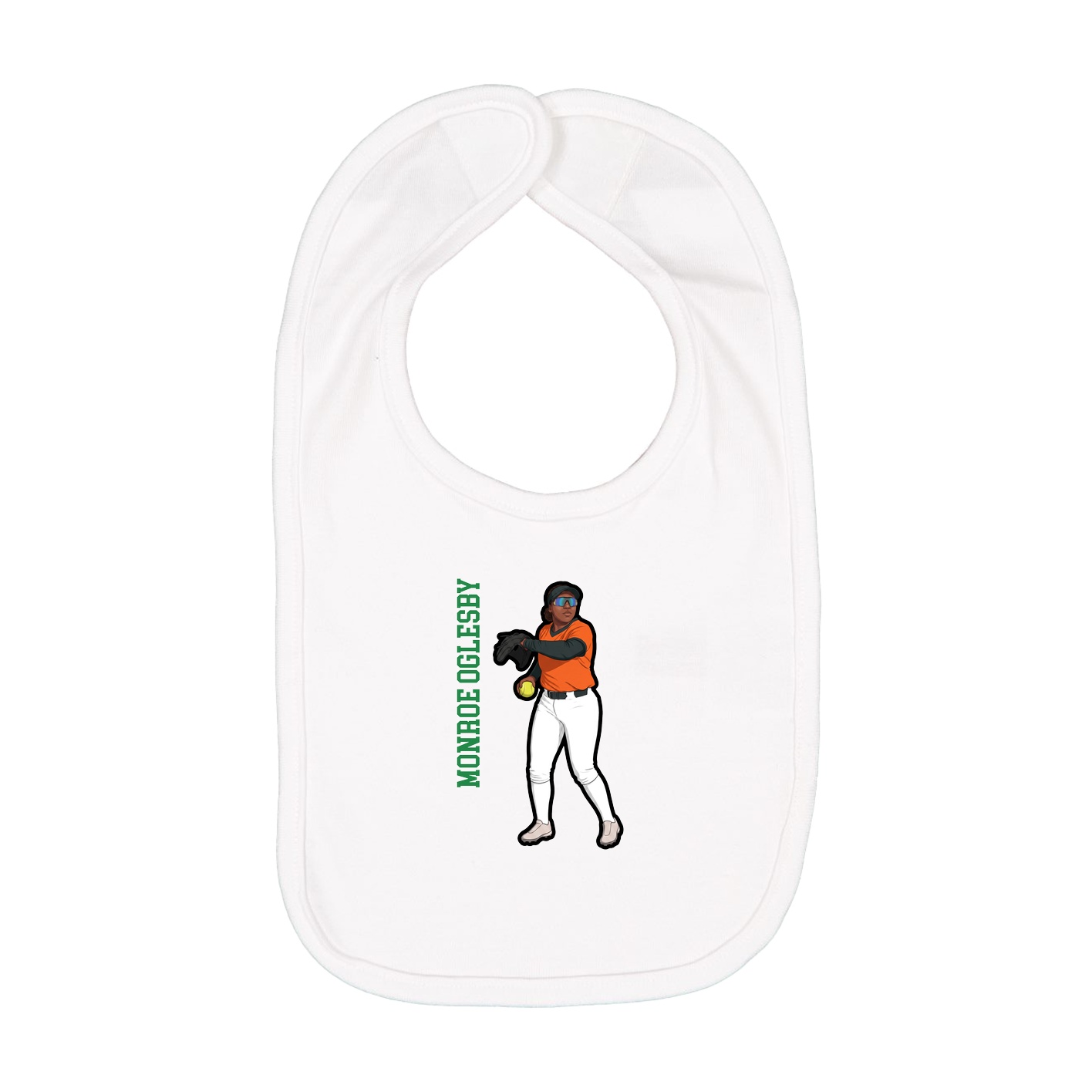 Infant Bib — Name Vertical in White