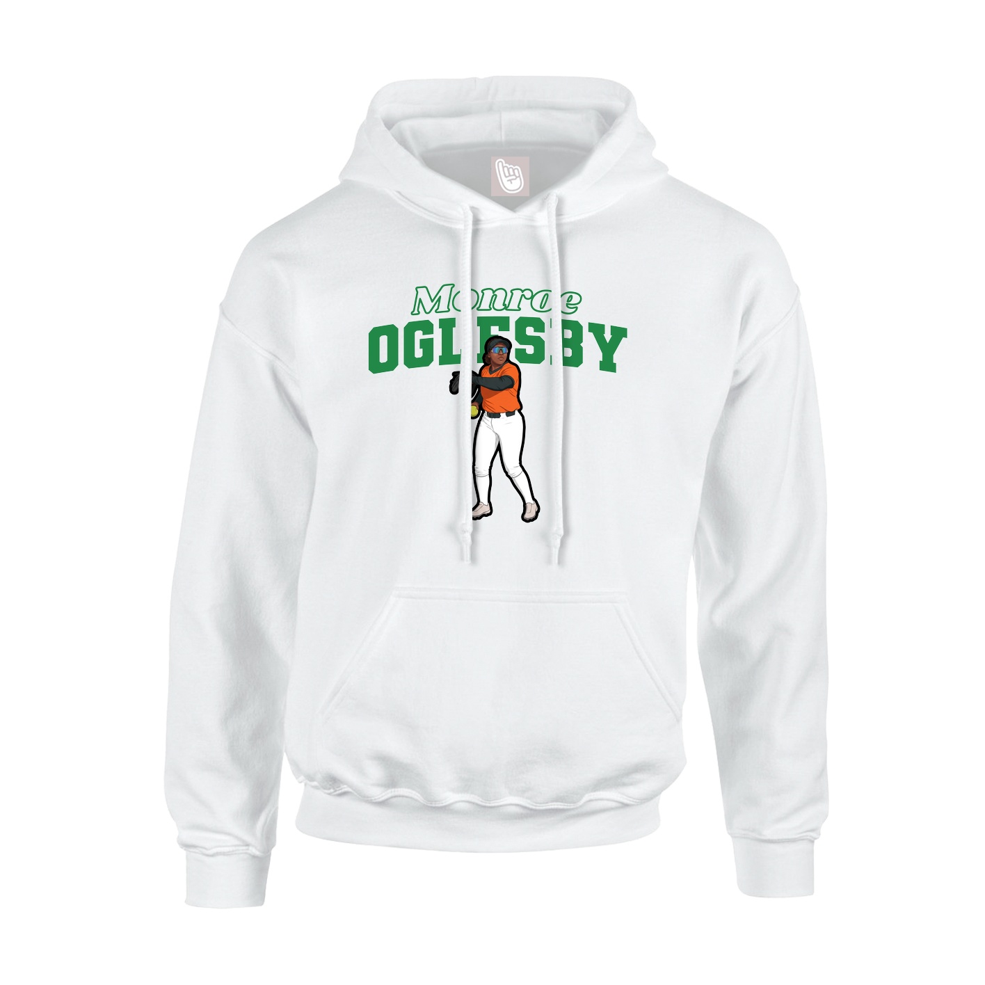 Youth Hoodie — Name Arch in White