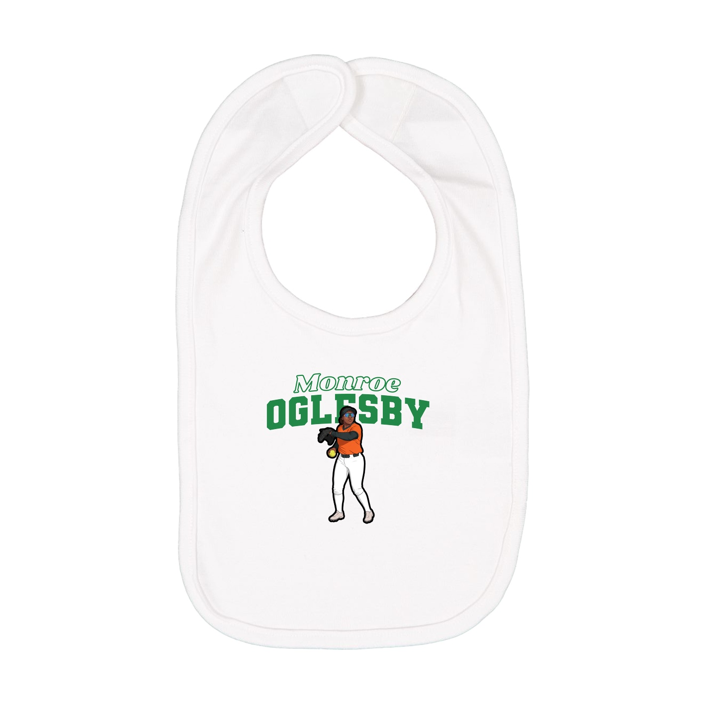 Infant Bib — Name Arch in White