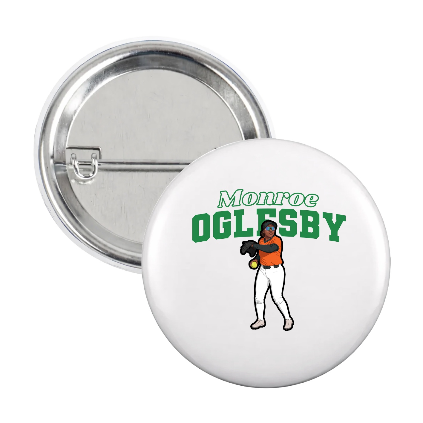 Game Day Button — Name Arch in White