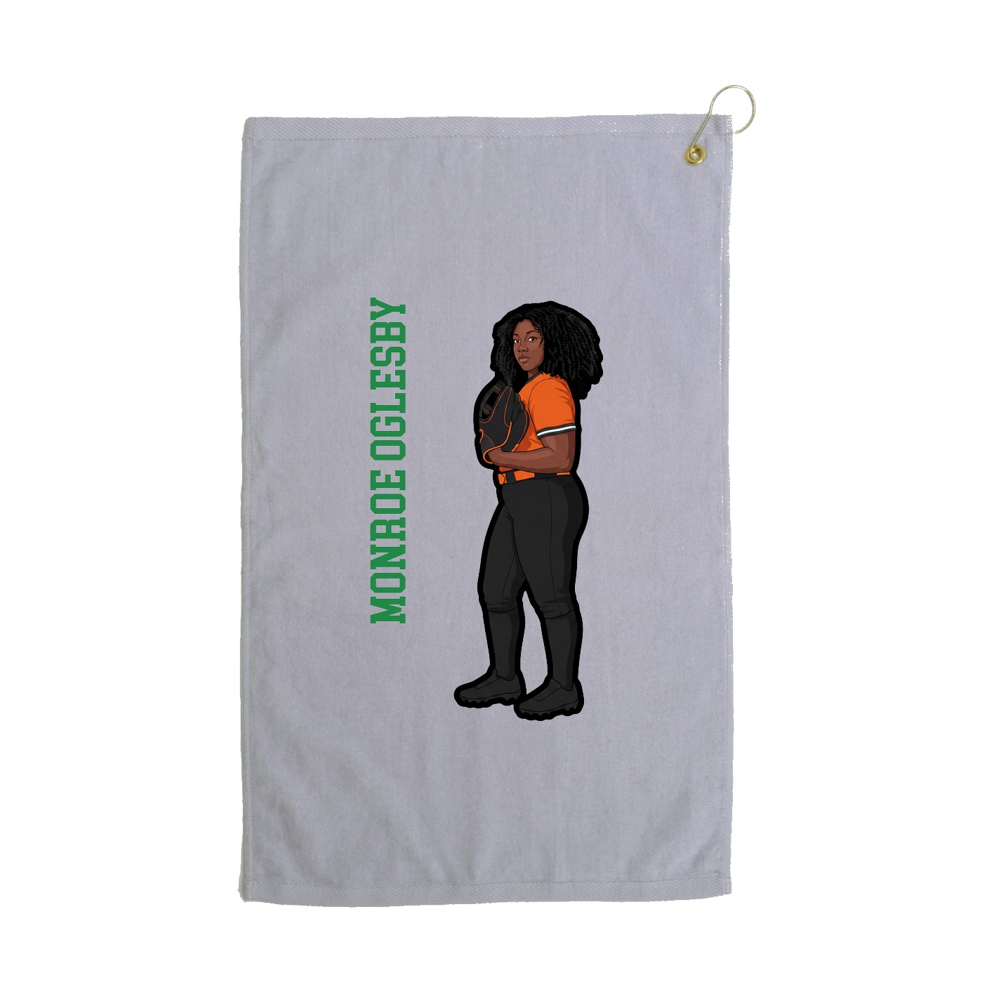 Golf Towel — Name Vertical in Grey