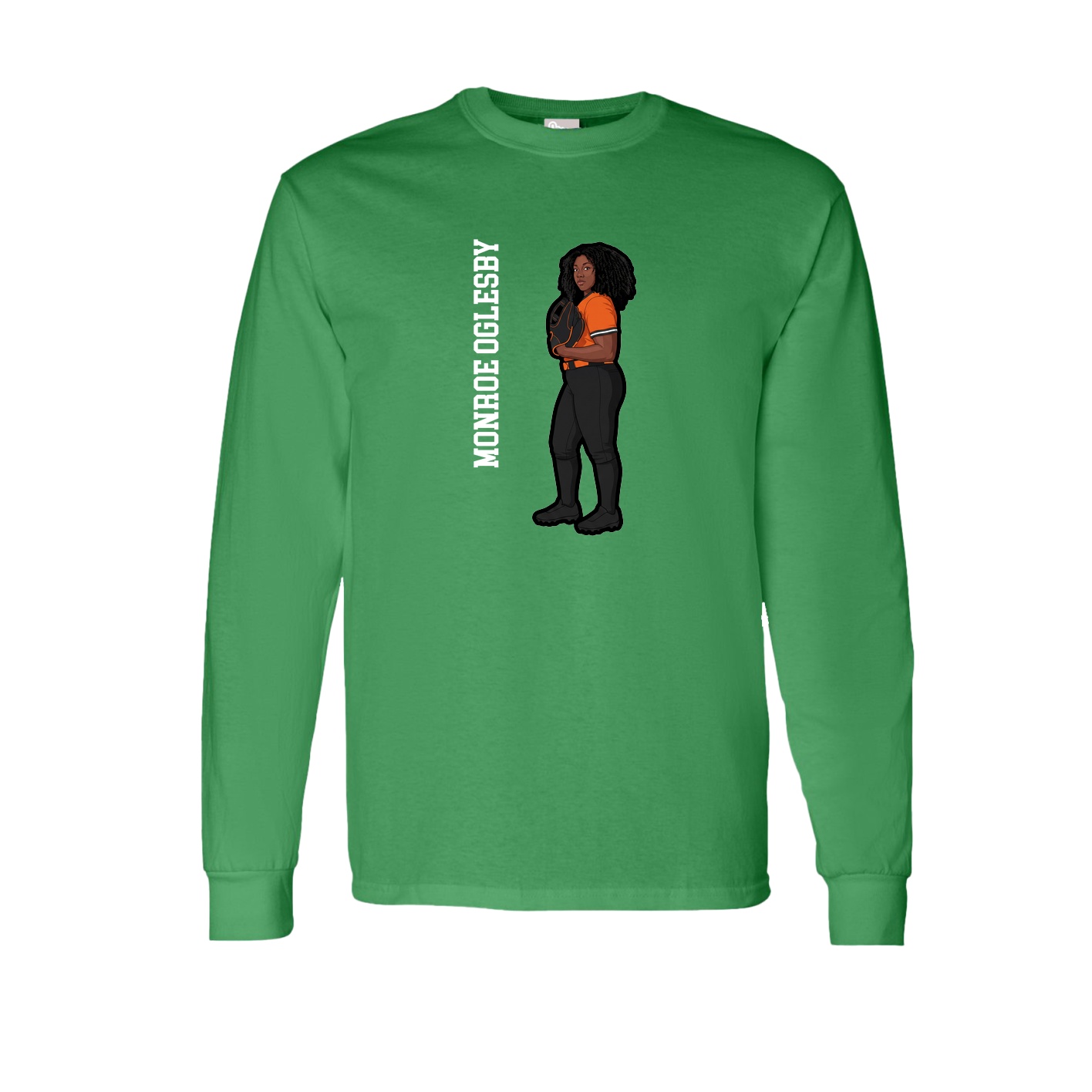 Long Sleeve Tee — Name Vertical in Green