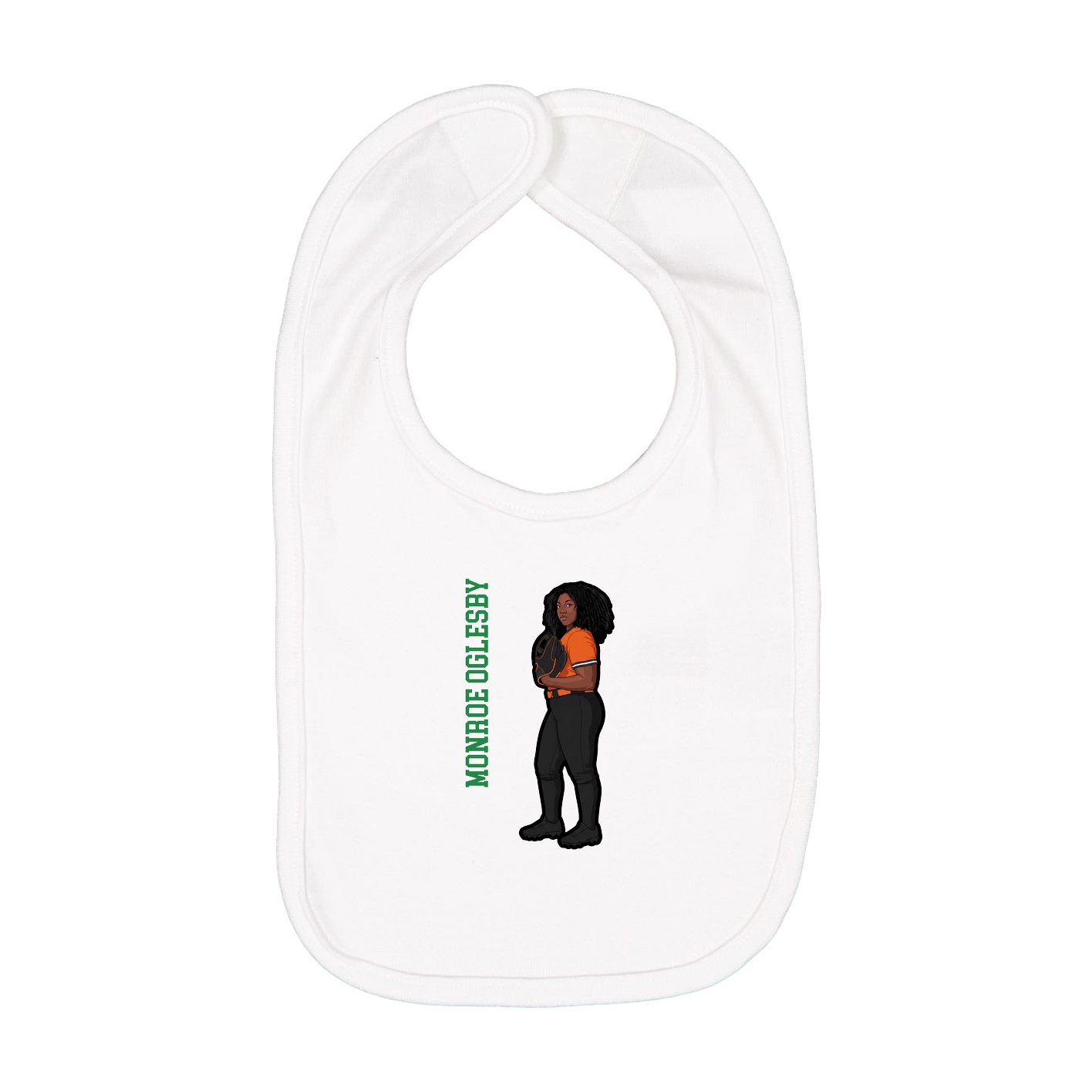 Infant Bib — Name Vertical in White