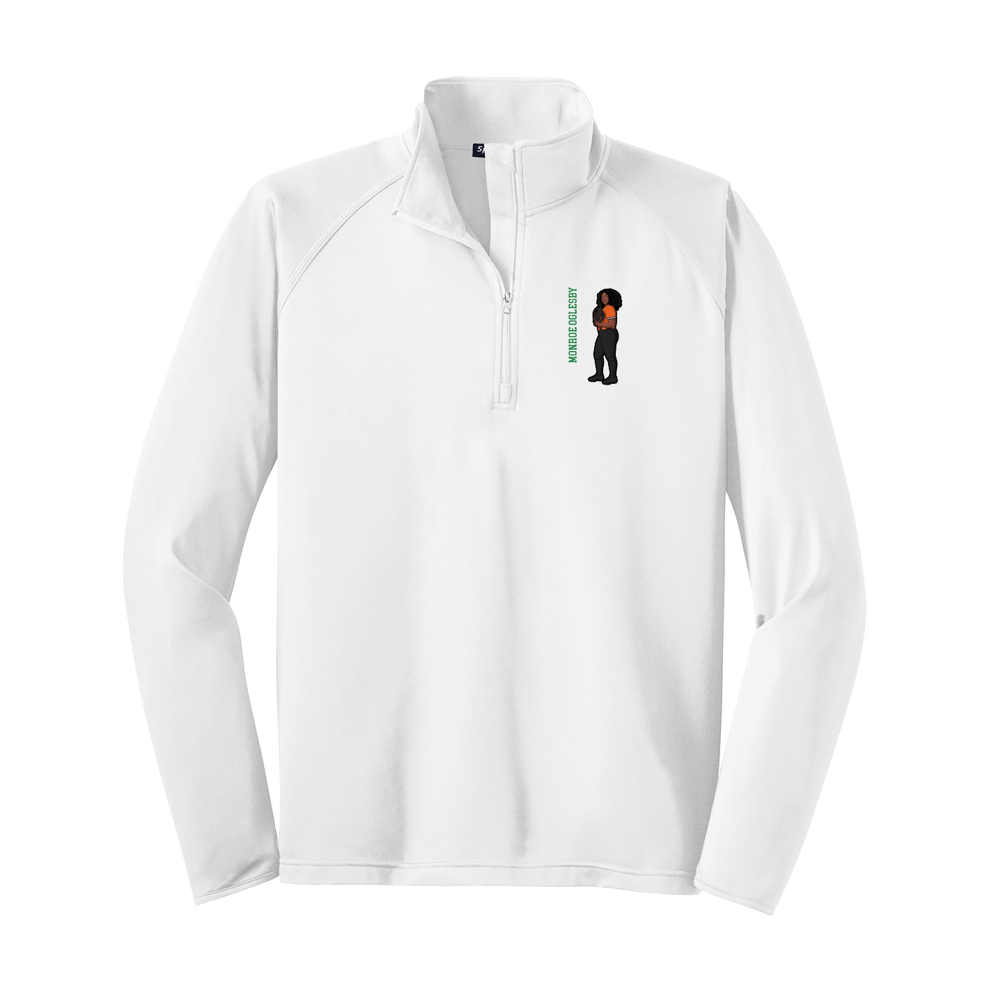 Q-Zip Pullover — Name Vertical in White