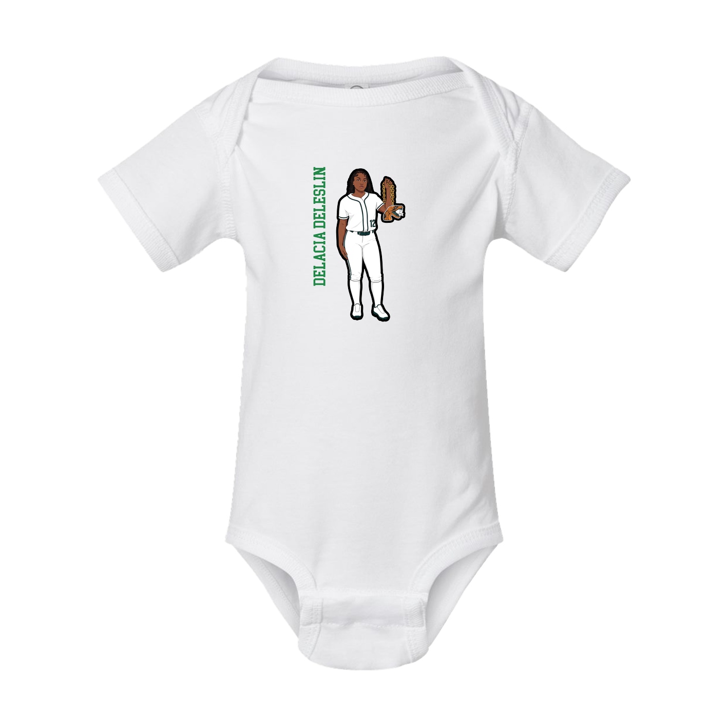 Baby Onesie — Name Vertical in White