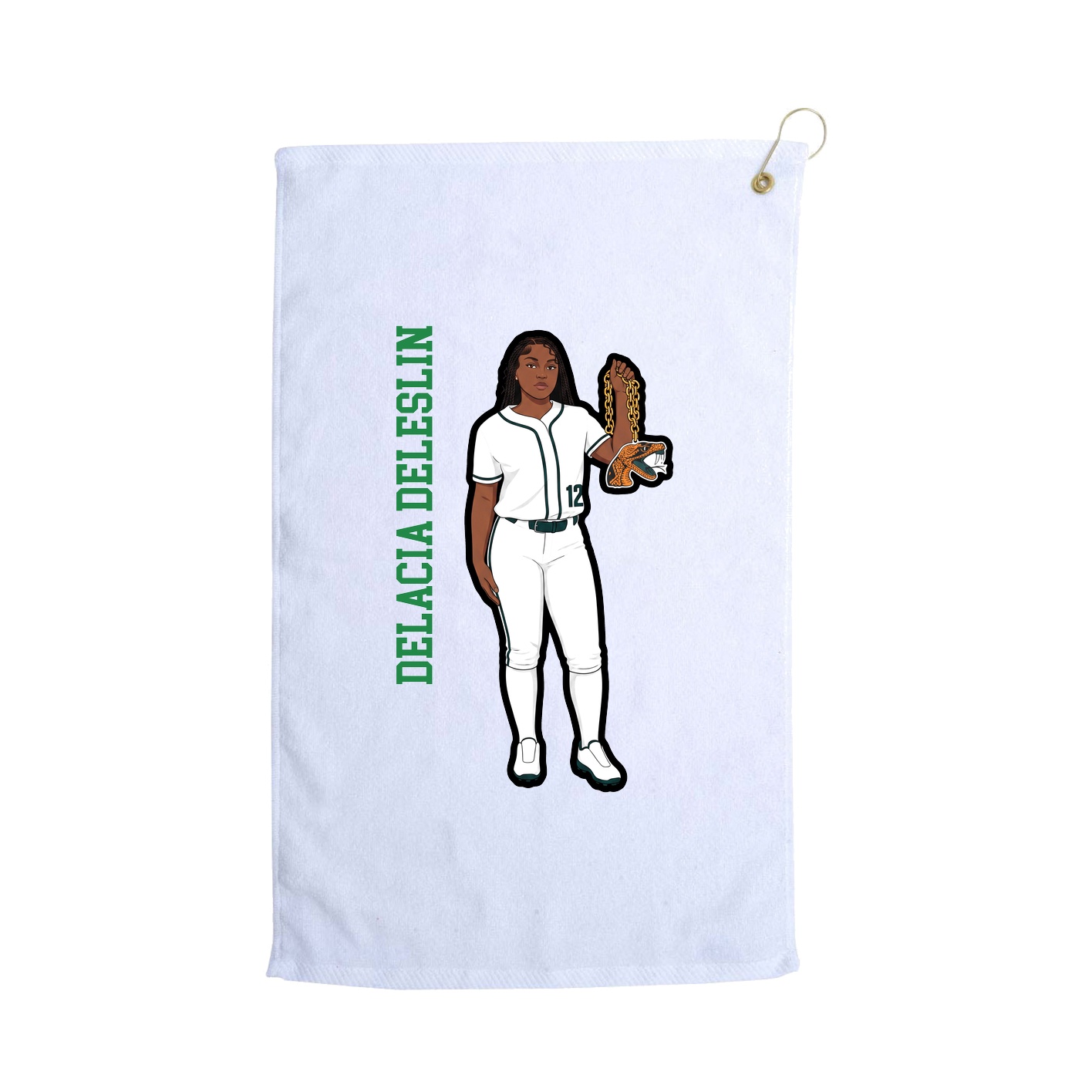 Golf Towel — Name Vertical in White