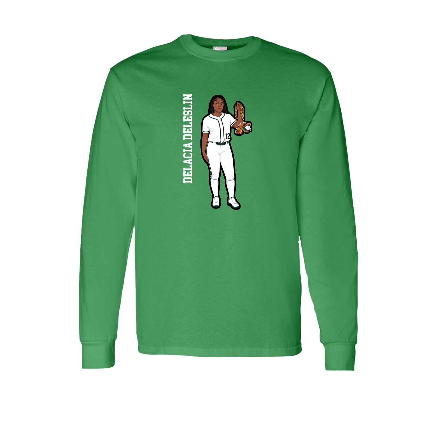 Long Sleeve Tee — Name Vertical in Green