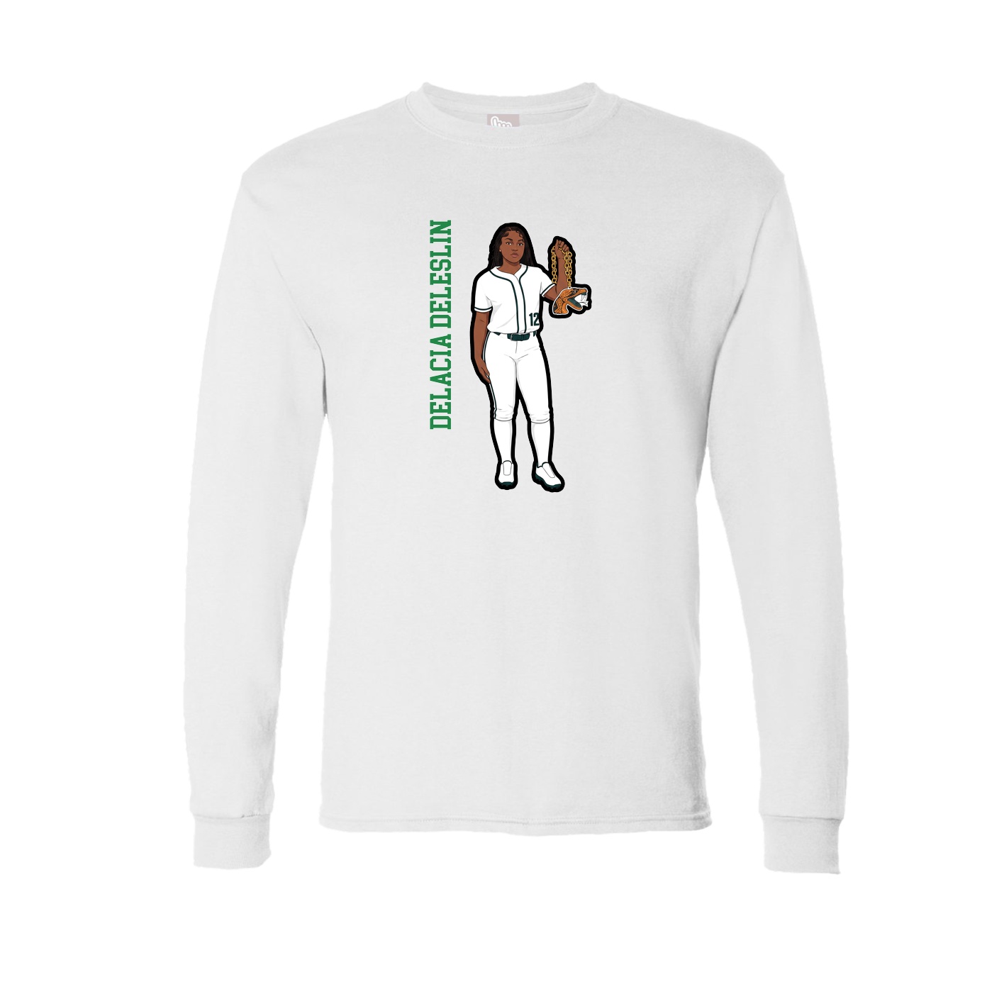 Long Sleeve Tee — Name Vertical in White