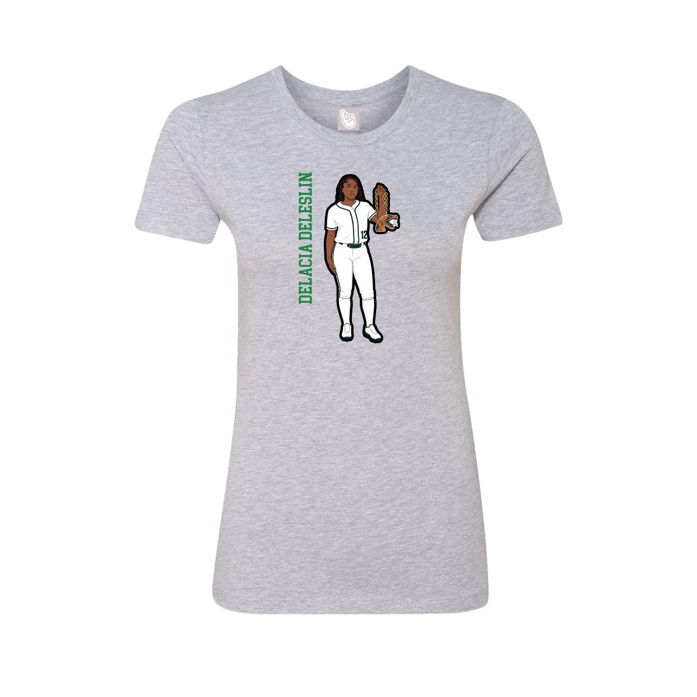Fitted Women's Tee — Name Vertical in Grey
