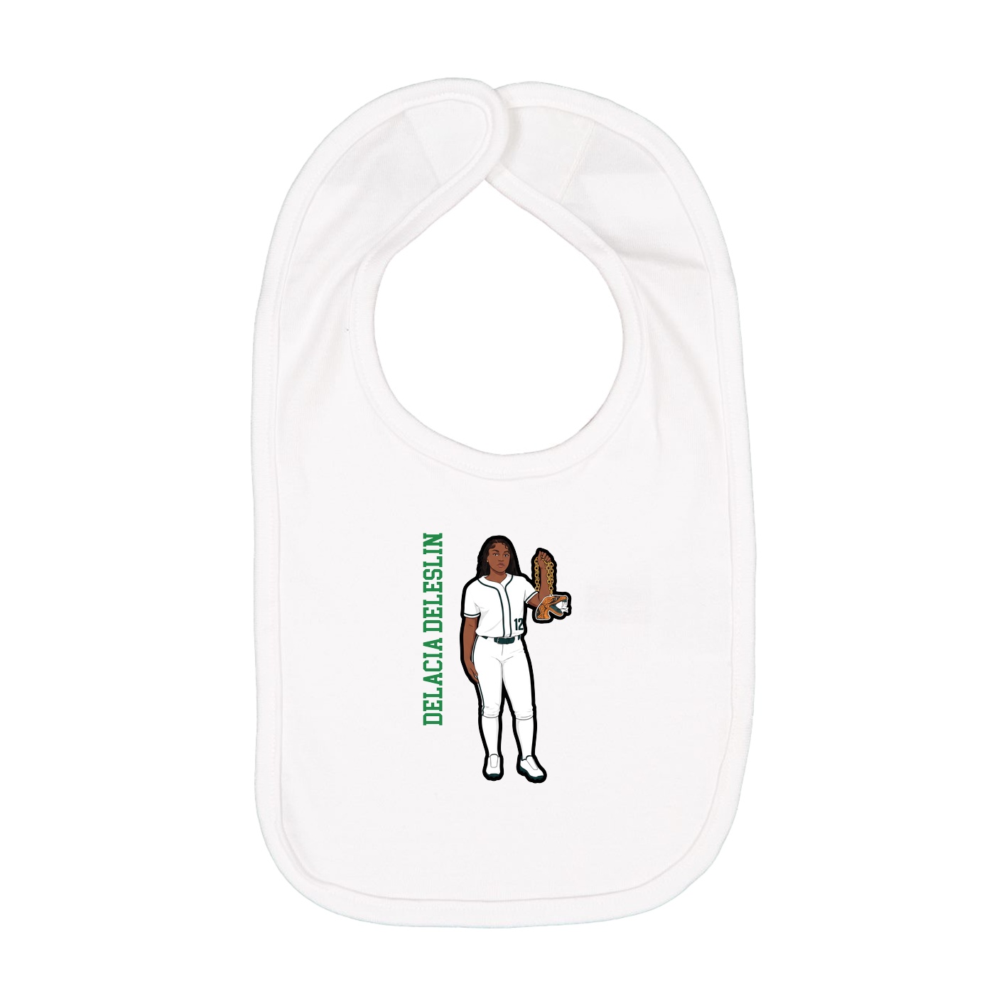 Infant Bib — Name Vertical in White