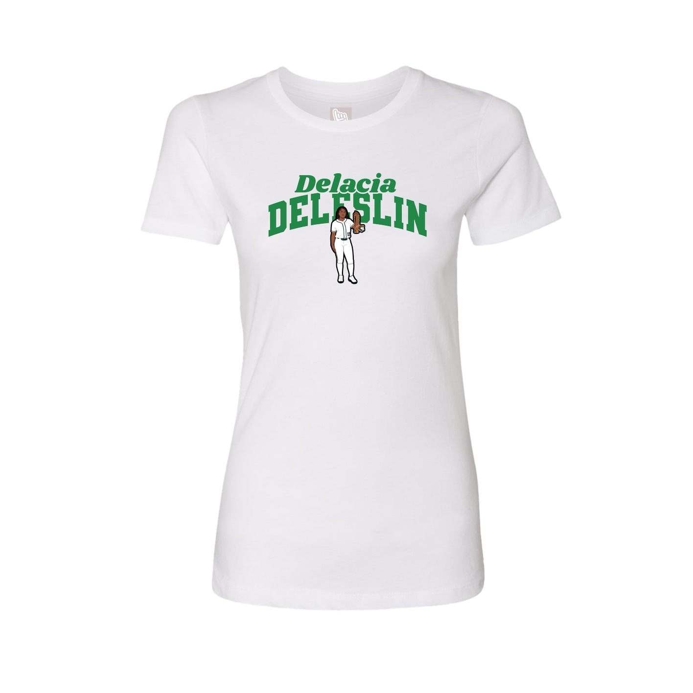 Fitted Women's Tee — Signature Arch in White