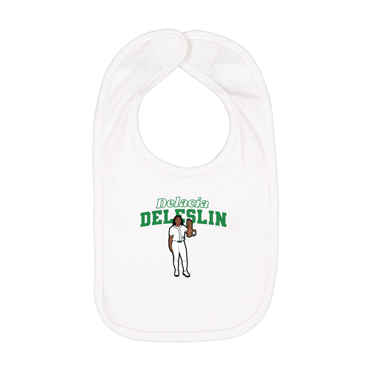 Infant Bib — Name Arch in White