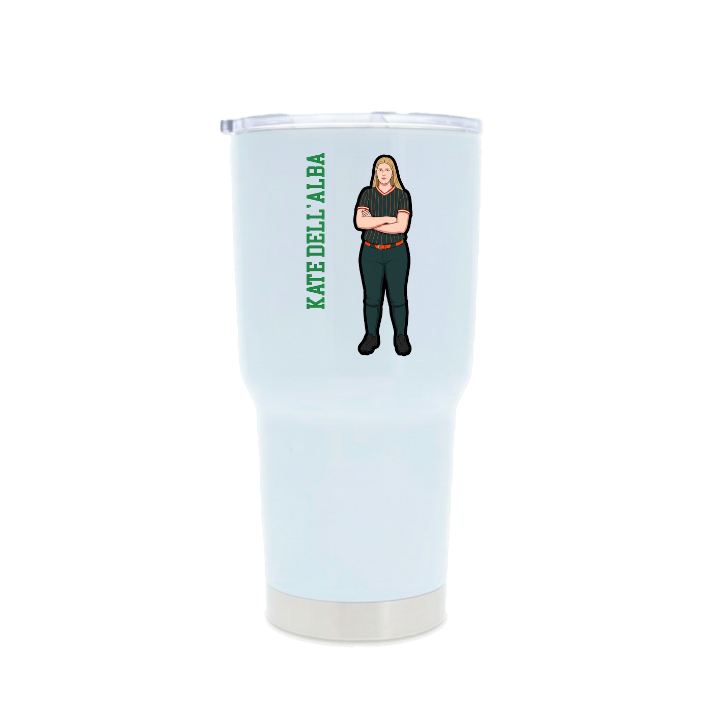 30oz Stainless Steel Tumbler — Name Vertical in White